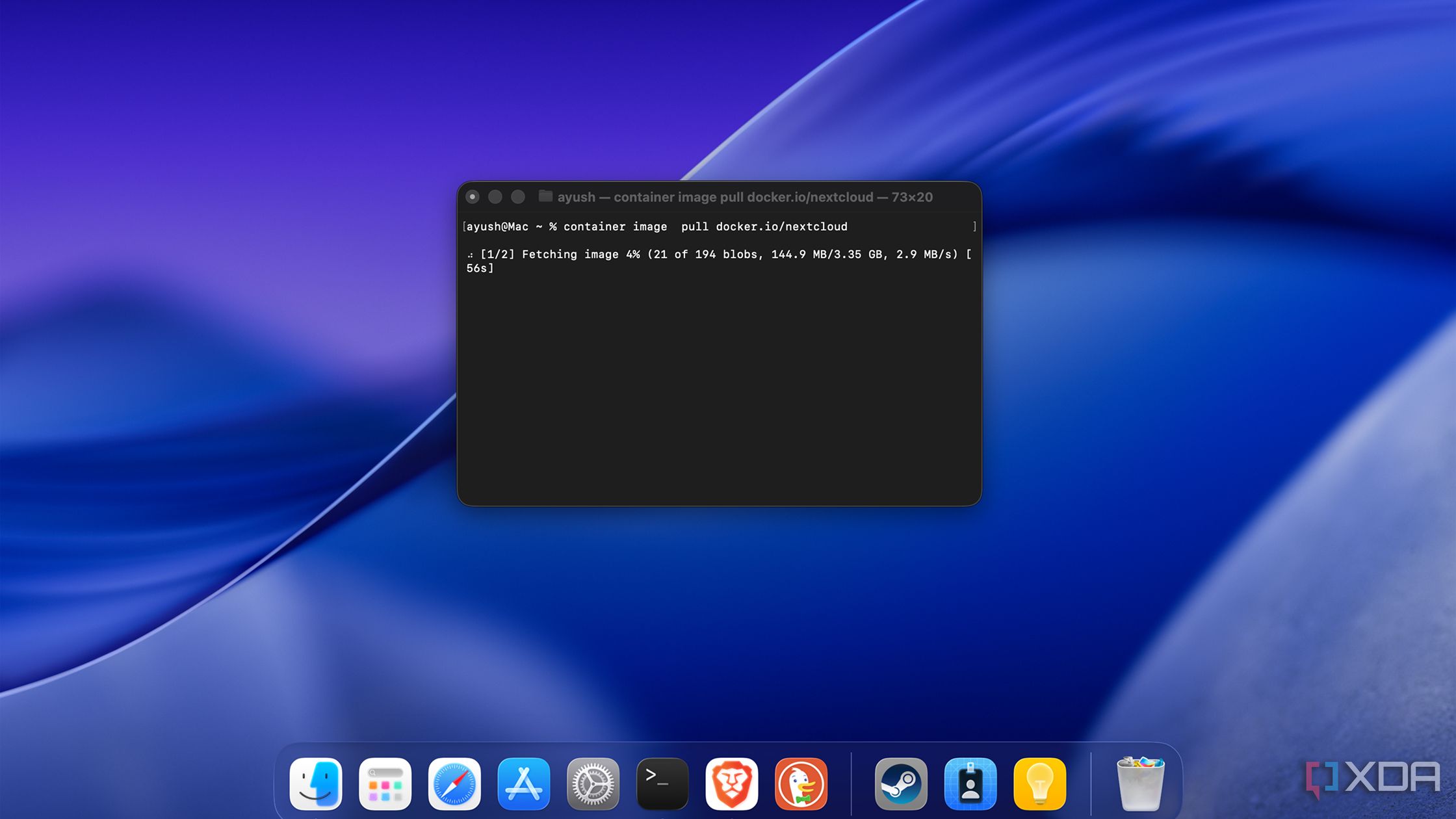Downloading the Nextcloud image using Apple Container