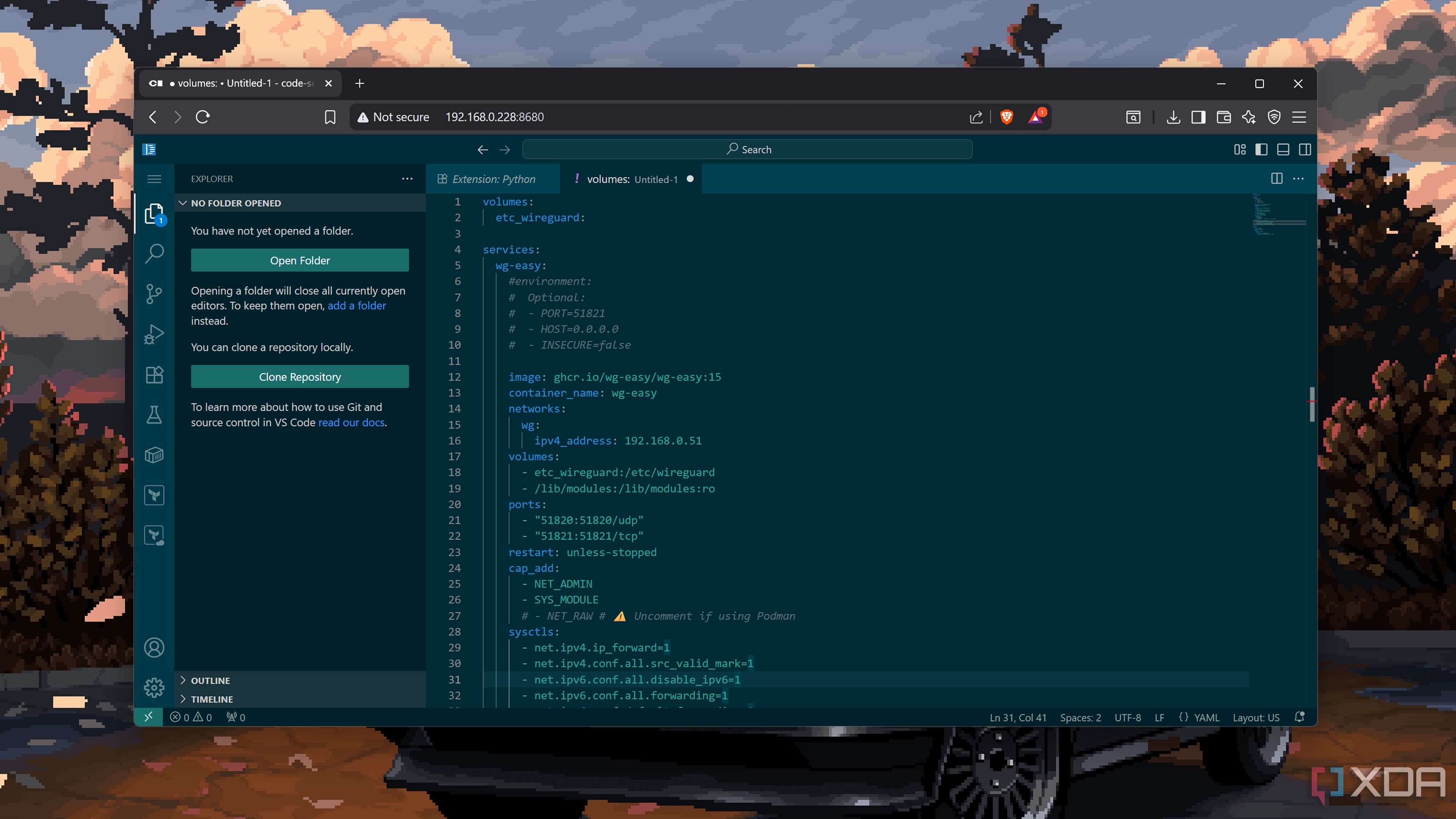 Creating a Docker Compose file on Code-Server