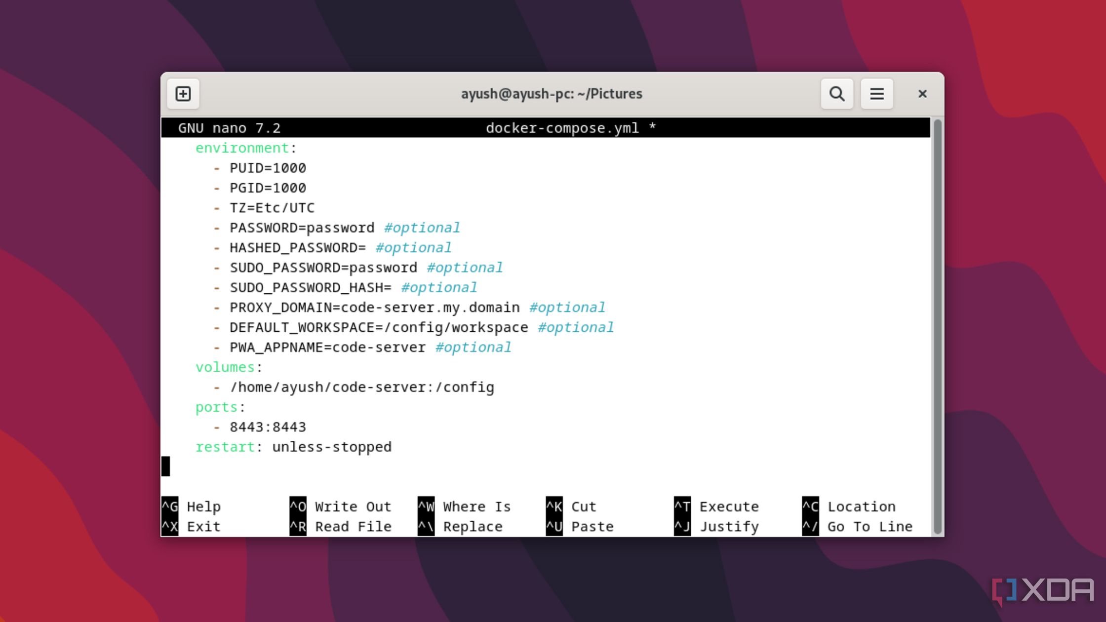 Creating the docker-compose.yml file for Code-Server