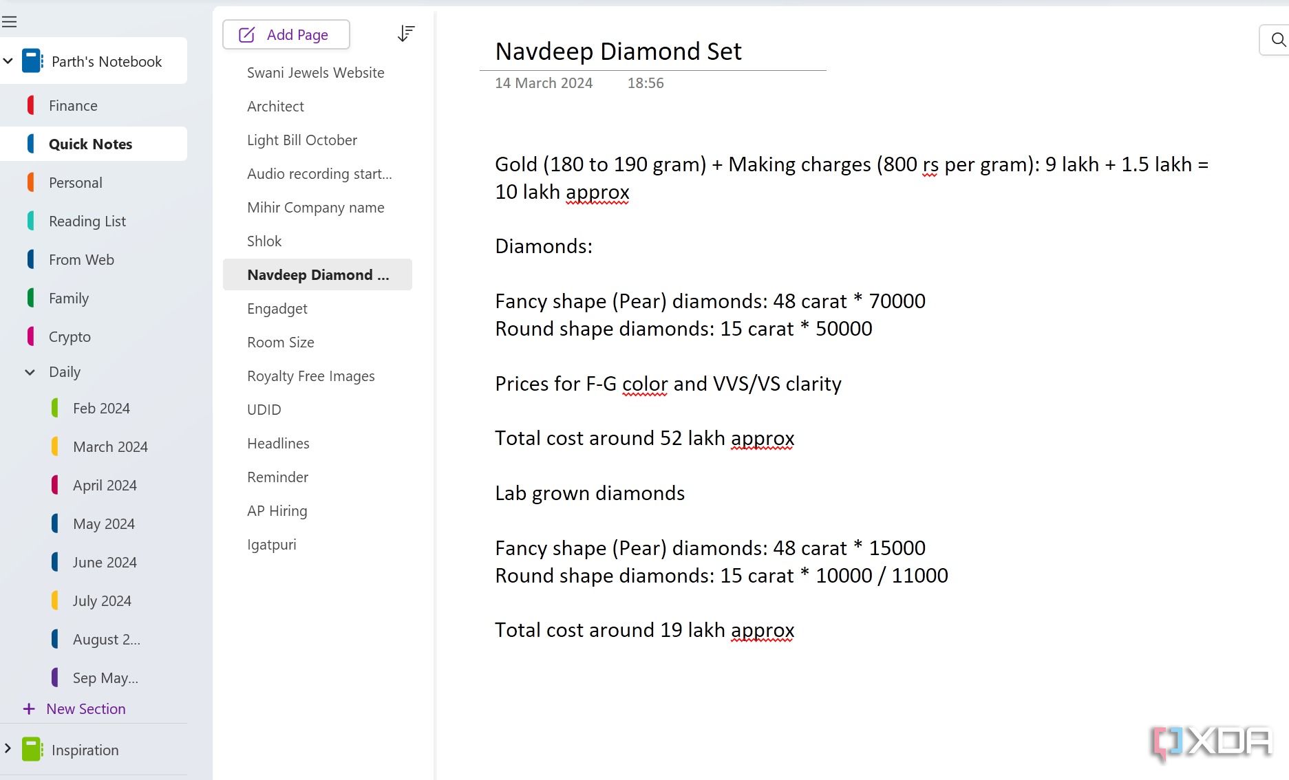 OneNote organization
