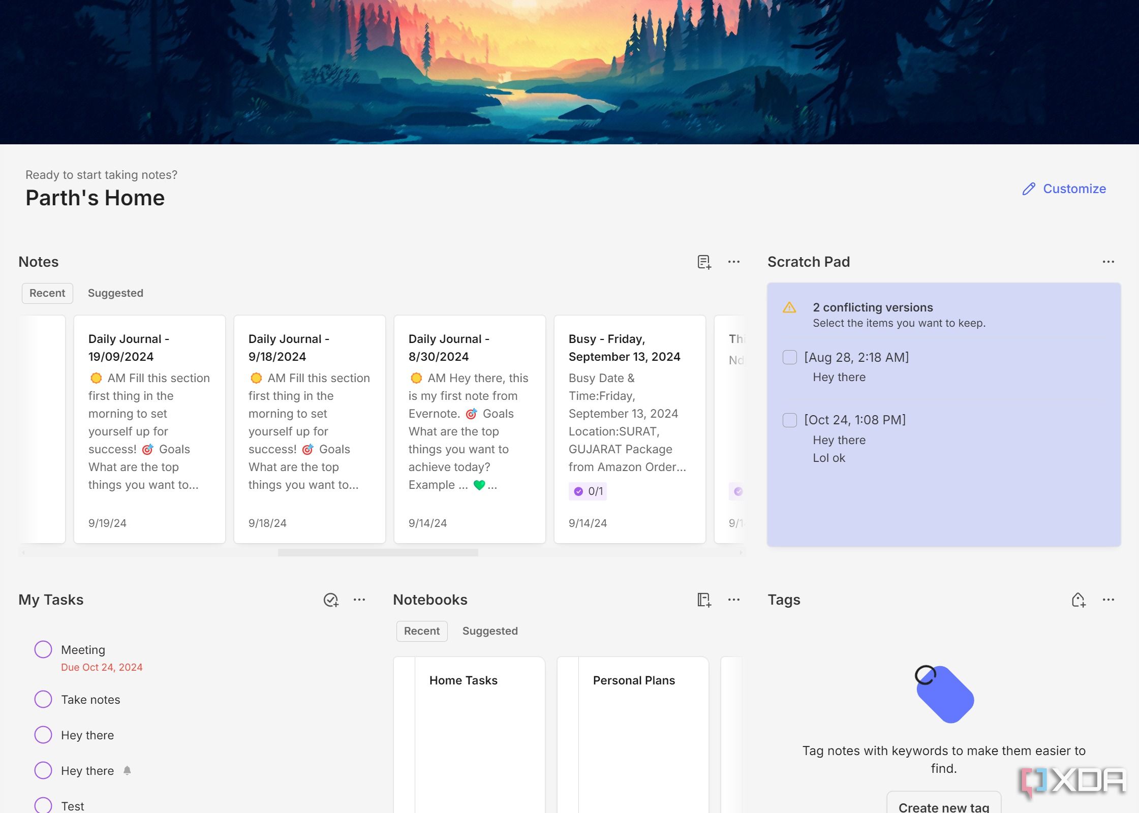 Evernote home