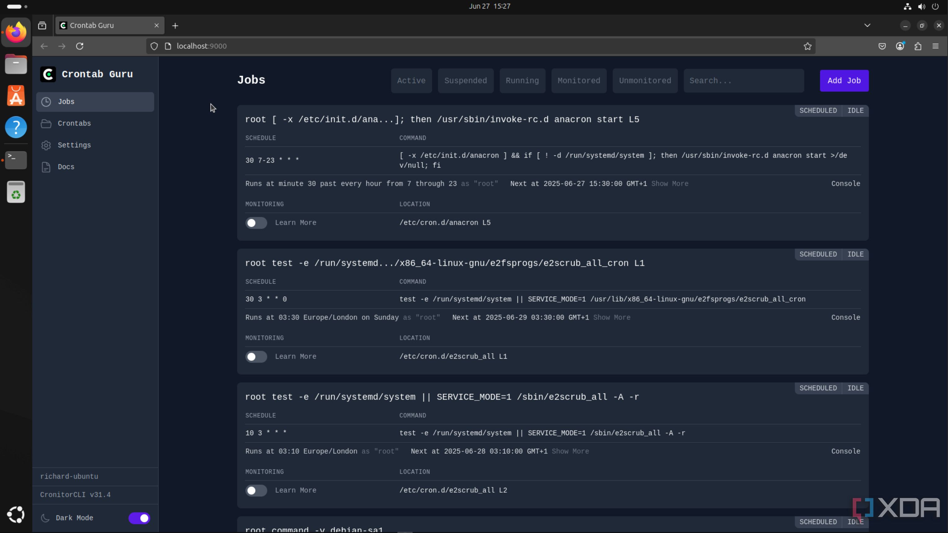 Crontab Guru Dashboard