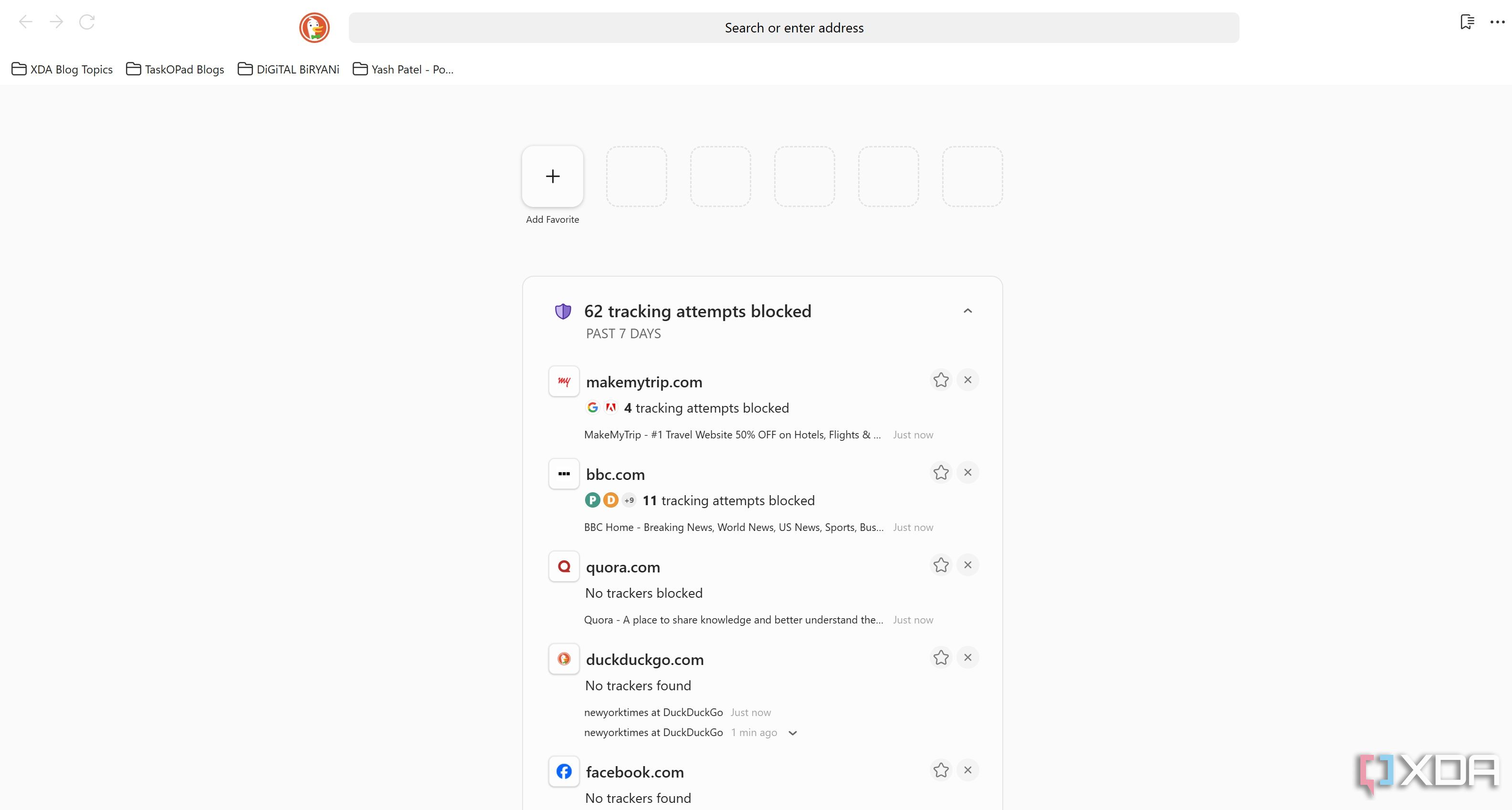 DuckDuckGo search engine home page