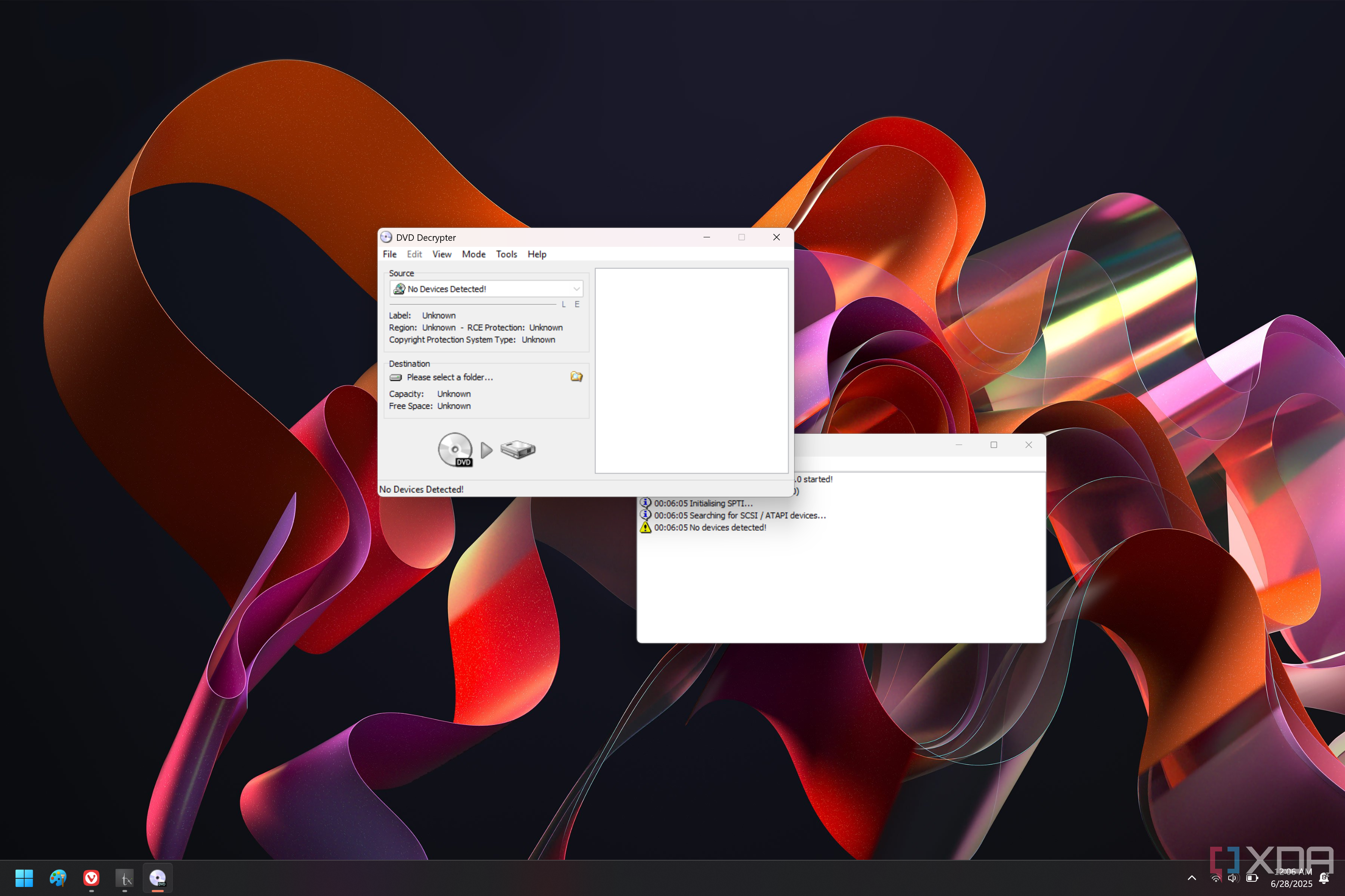 Screennshot of DVD Decrypter running on Windows 11