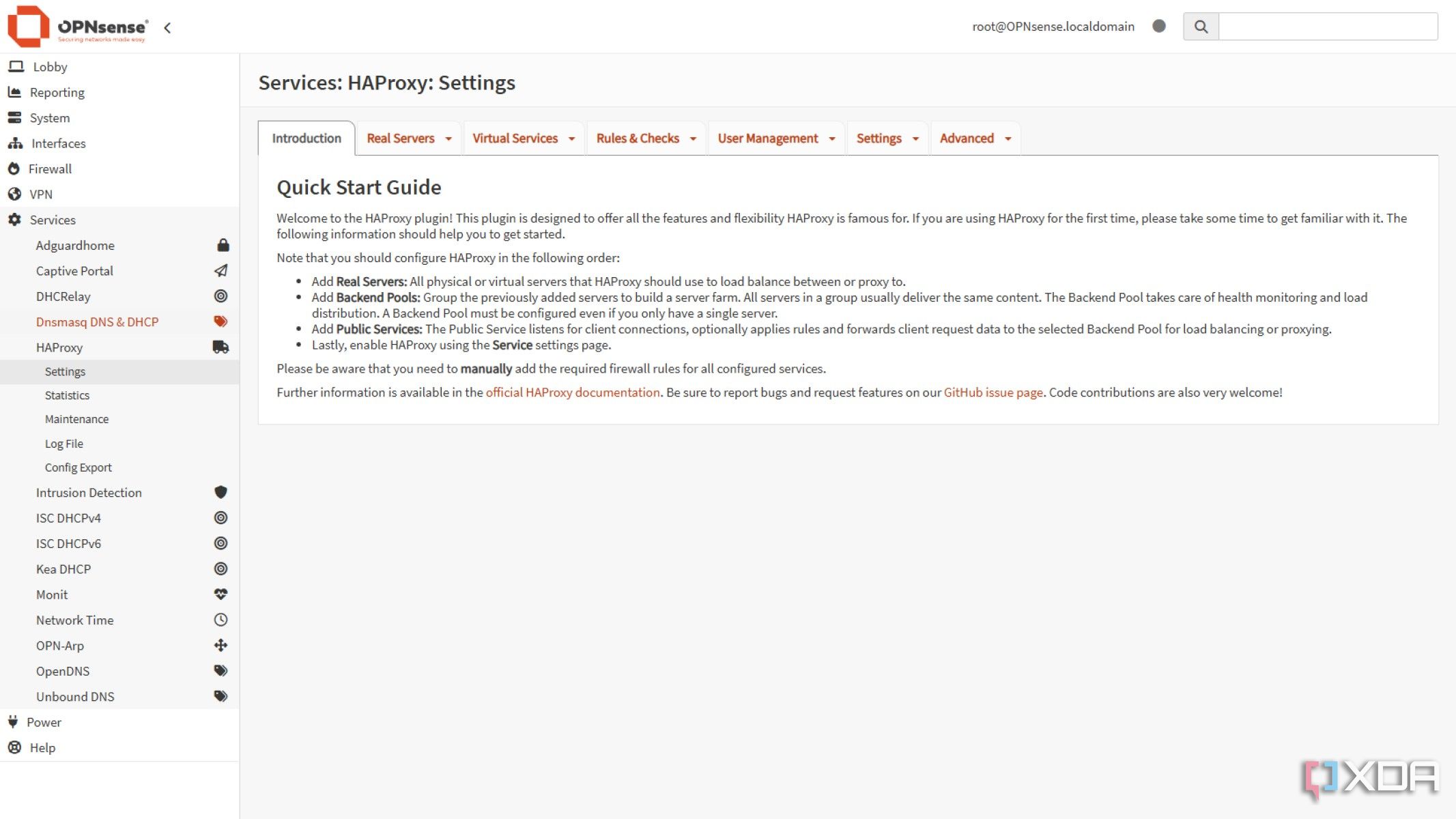 haproxy opnsense settings page