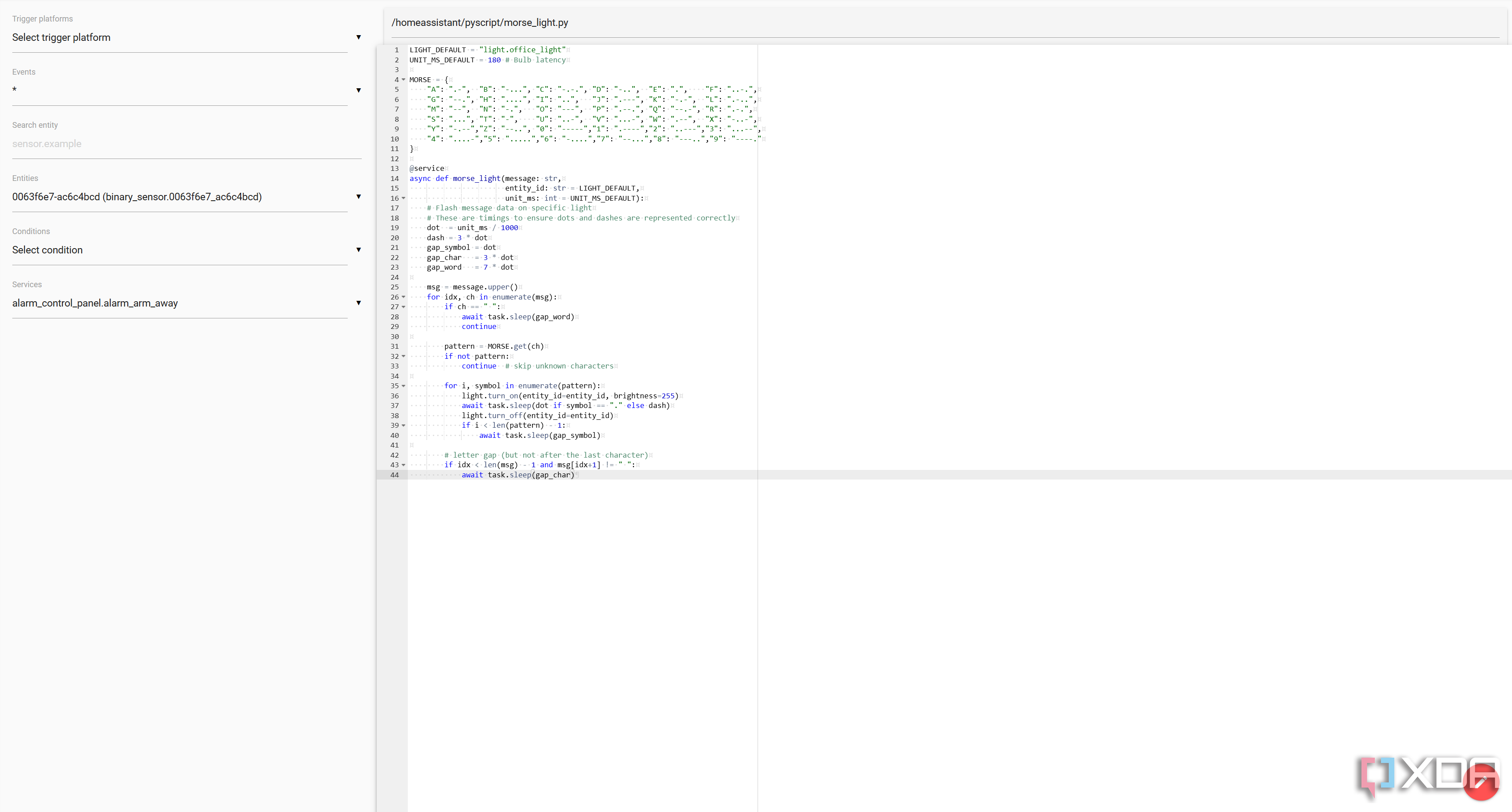 Home Assistant morse code pyscript