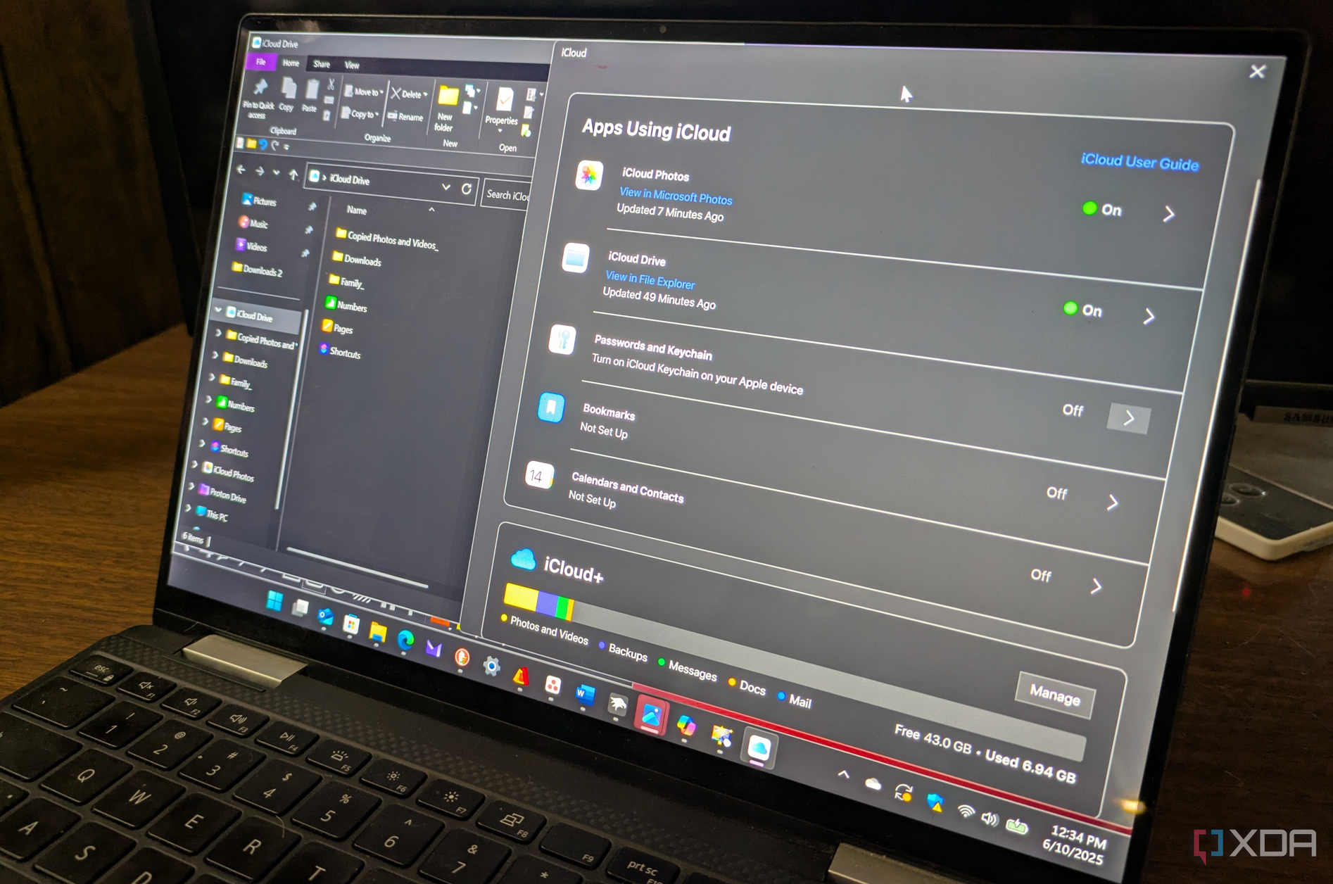 Muestra iCloud que se ejecuta en Windows 11