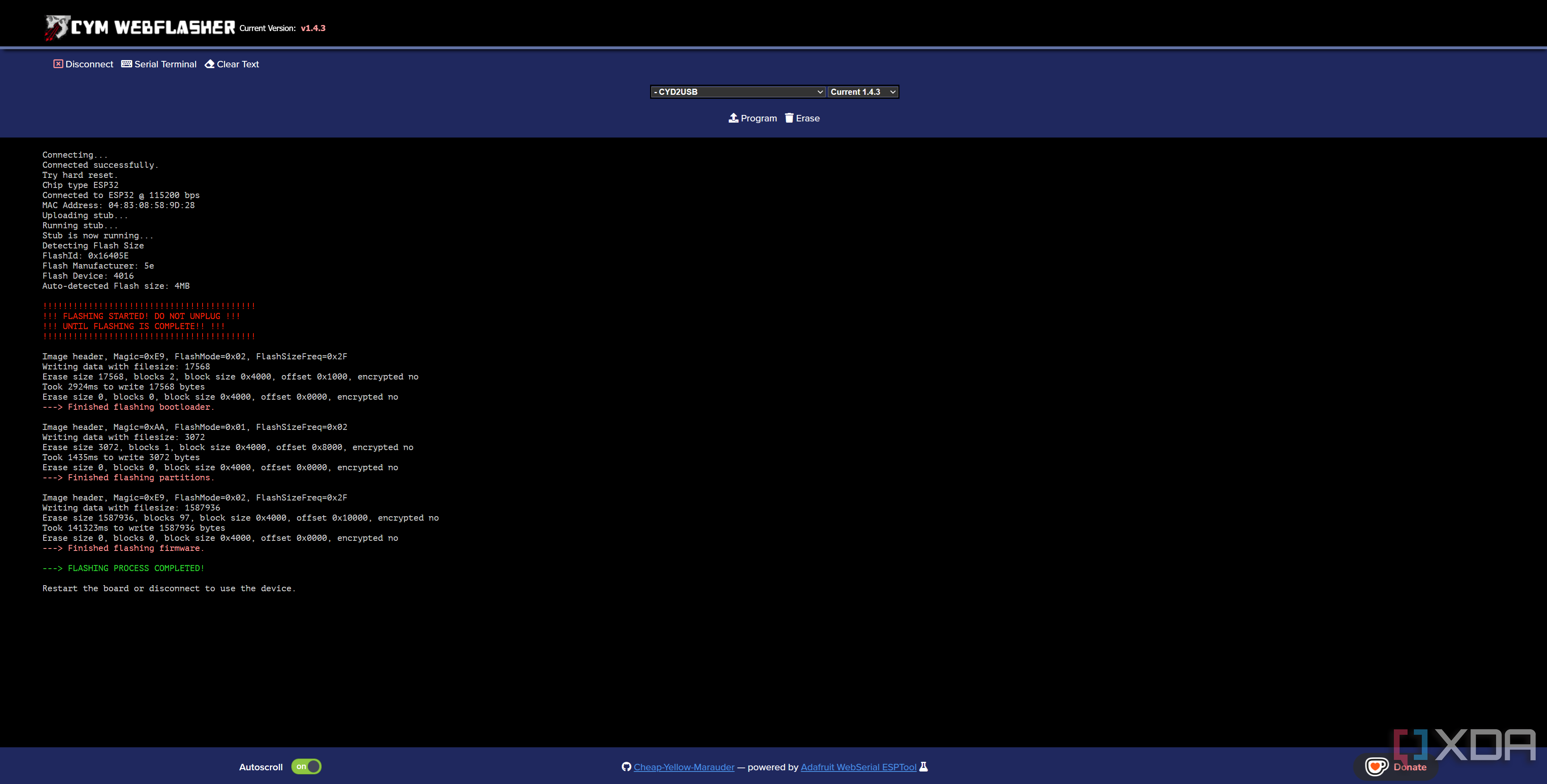 Marauder flashed on CYD ESP32