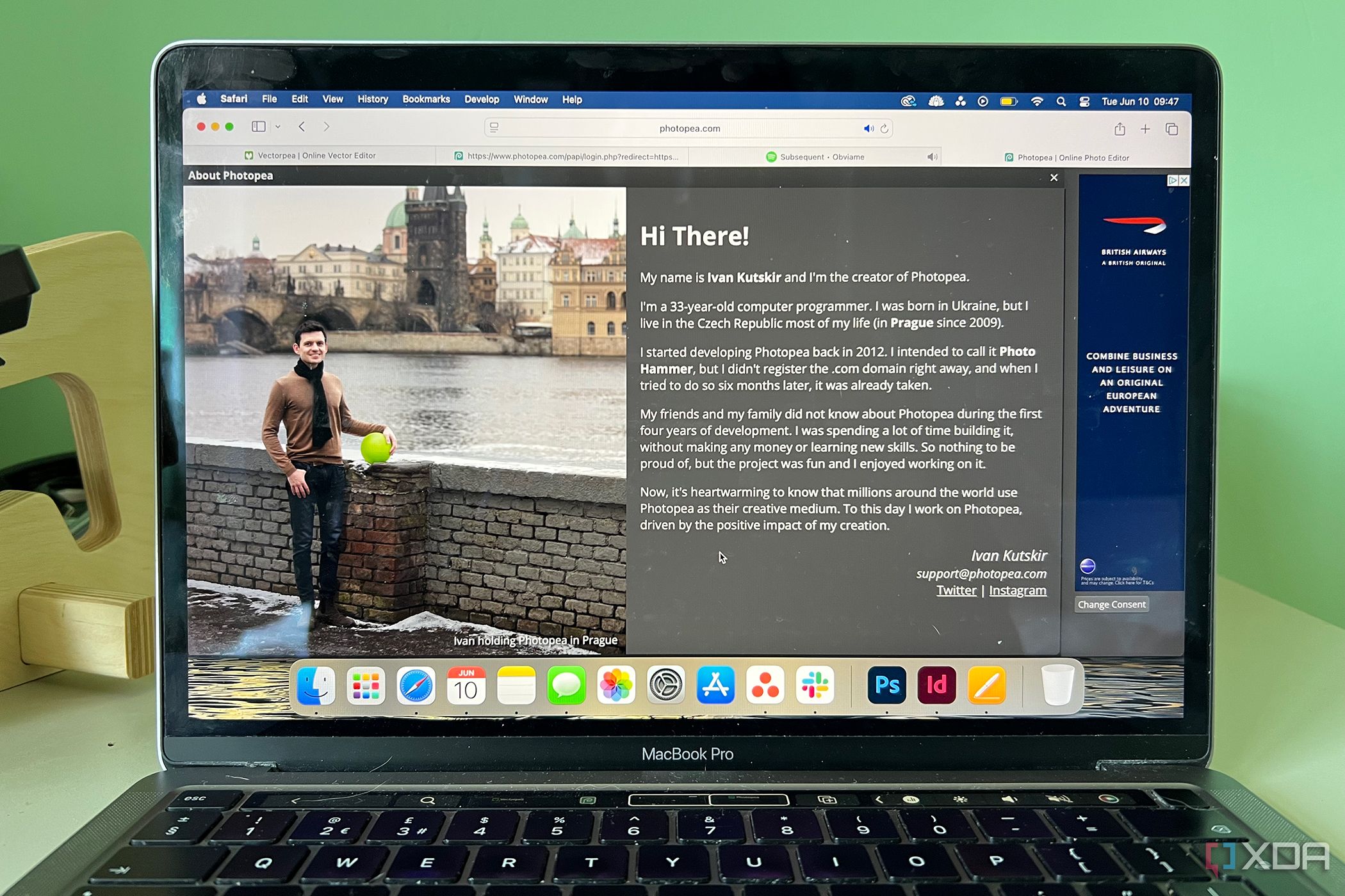 Ivan Kutskir's about me page on Photopea and Vectorpea