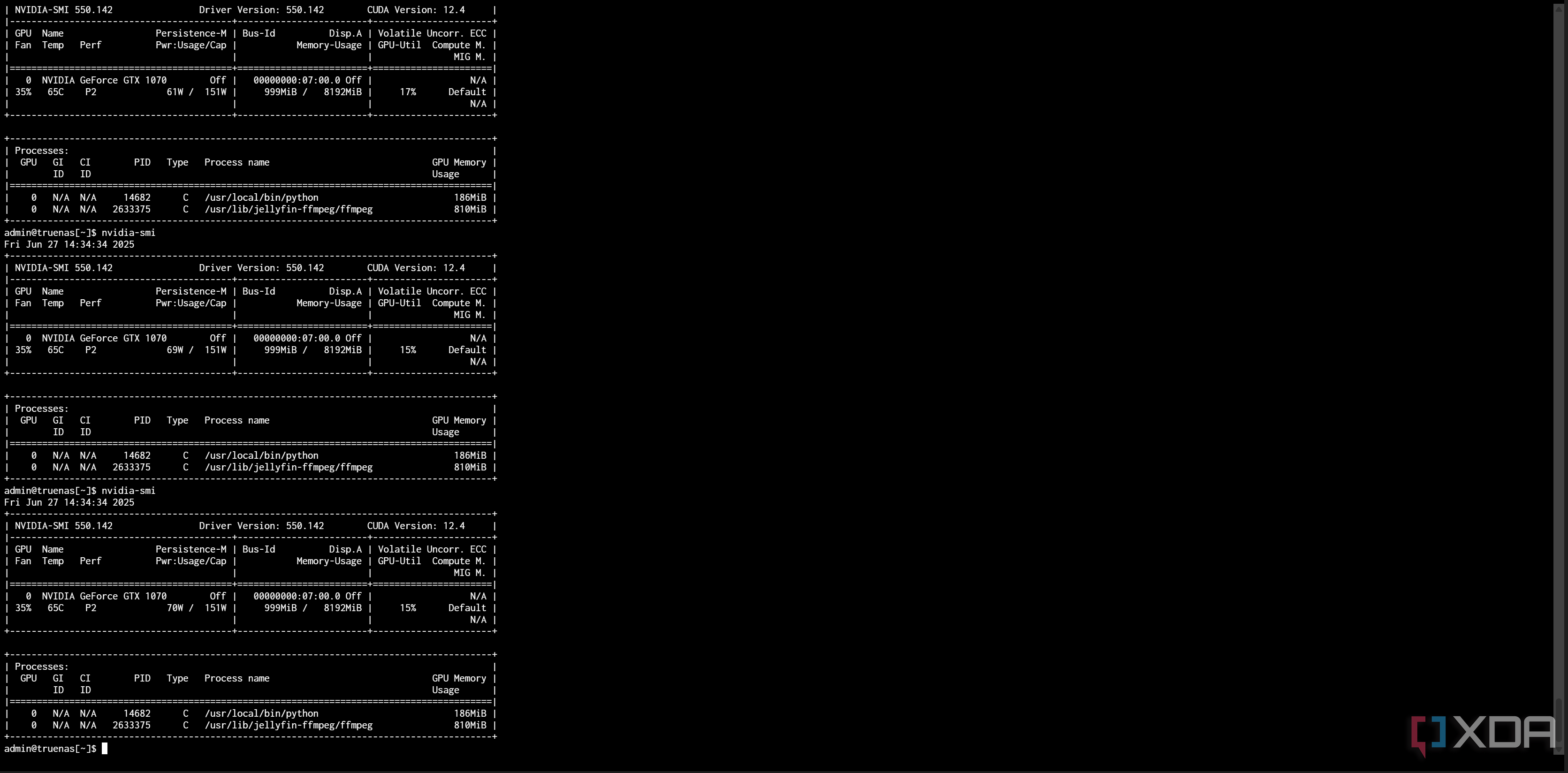 nvidia-smi power usage when streaming with jellyfin