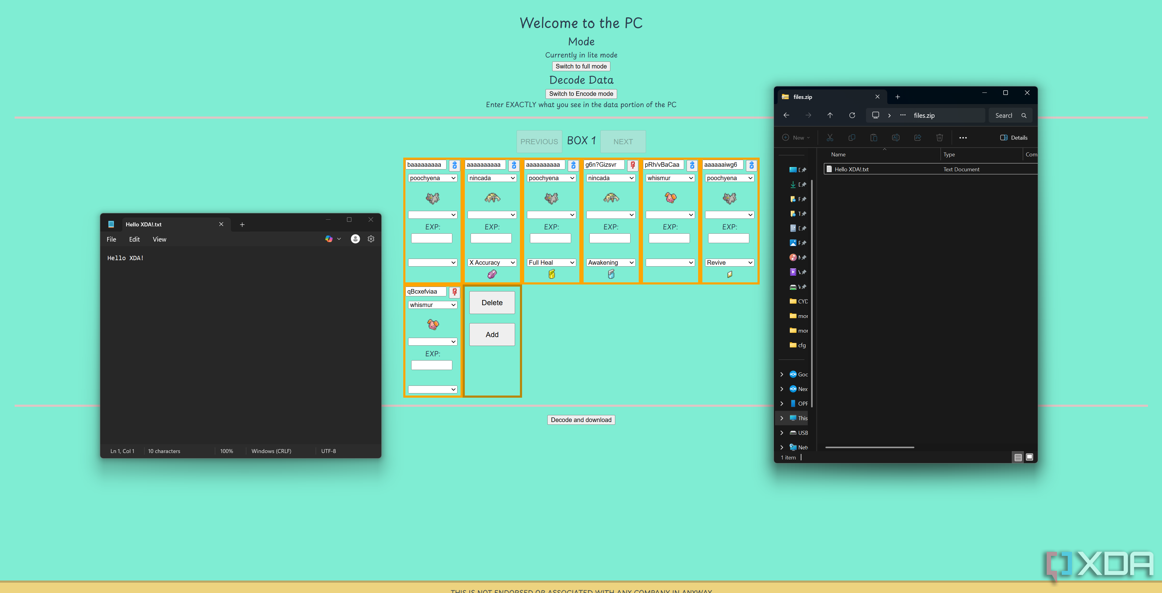 Using the mon-fs website to decode the PC box