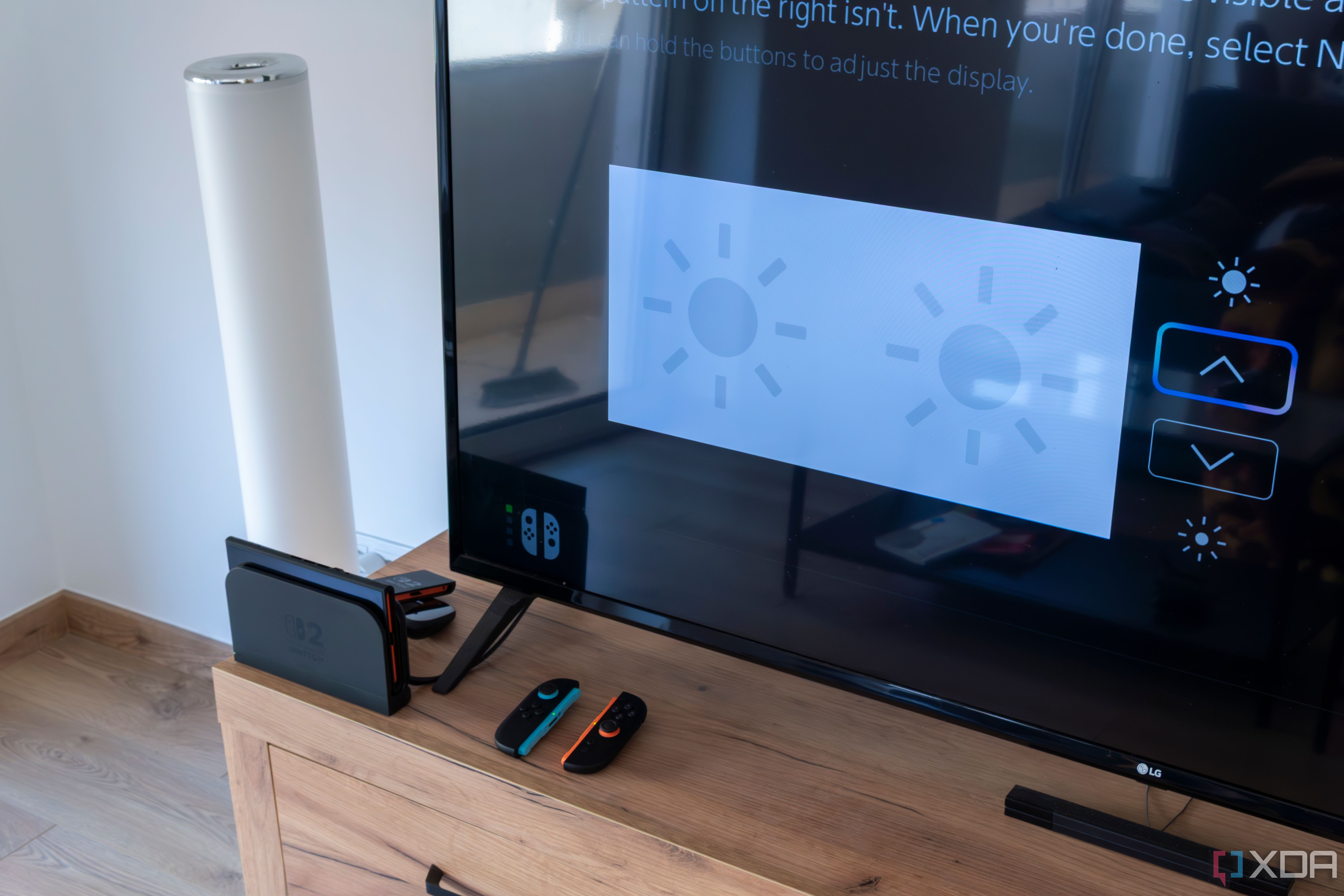 A Nintendo Switch 2 hooked up to a TV using HDR calibration. The HDR effect doesn't achieve the desired result