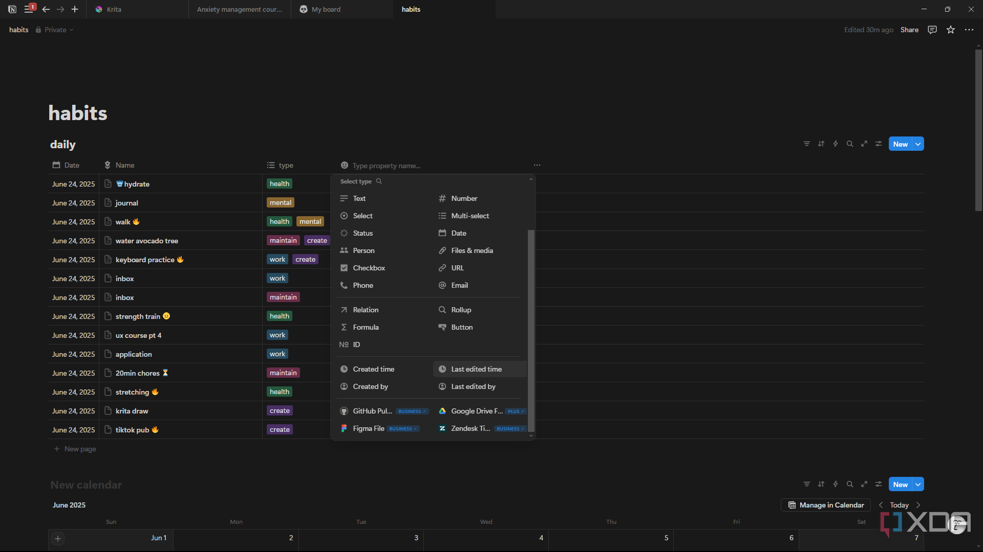 Notion adding Last Edited Time property