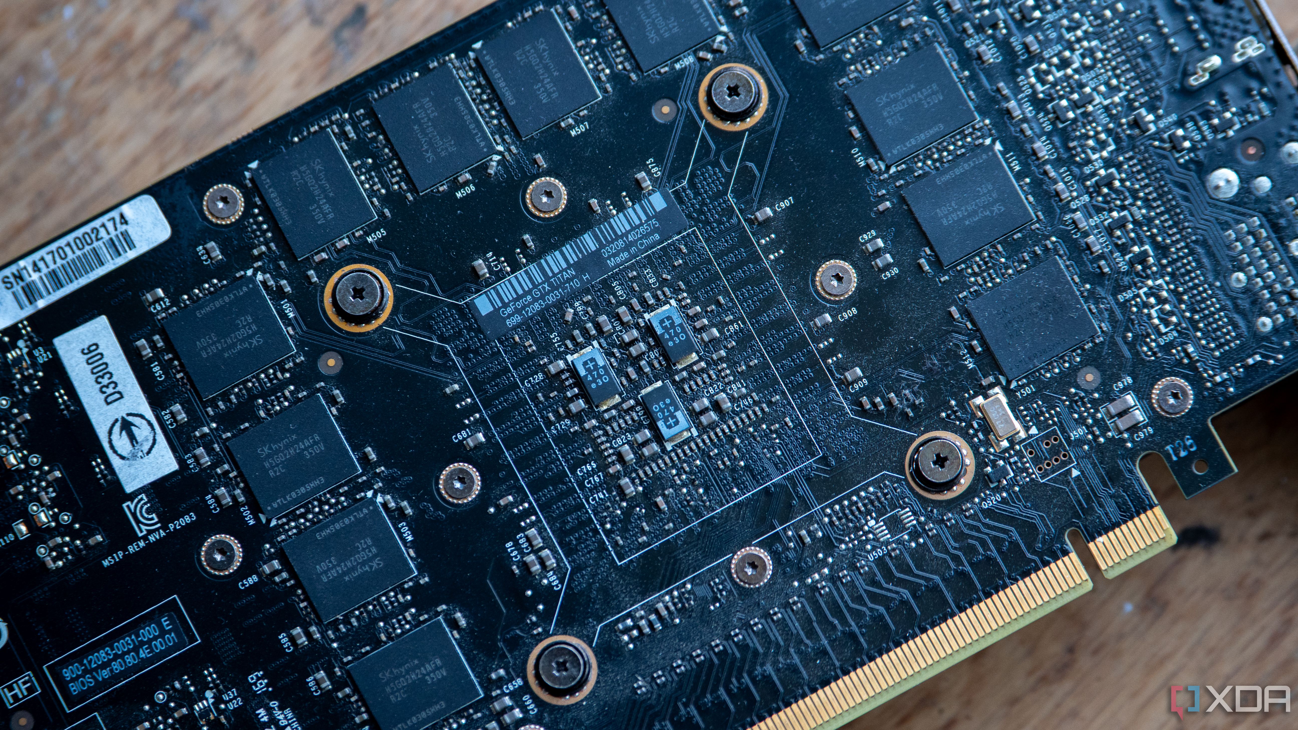 Memory chips on the back of the original GTX Titan