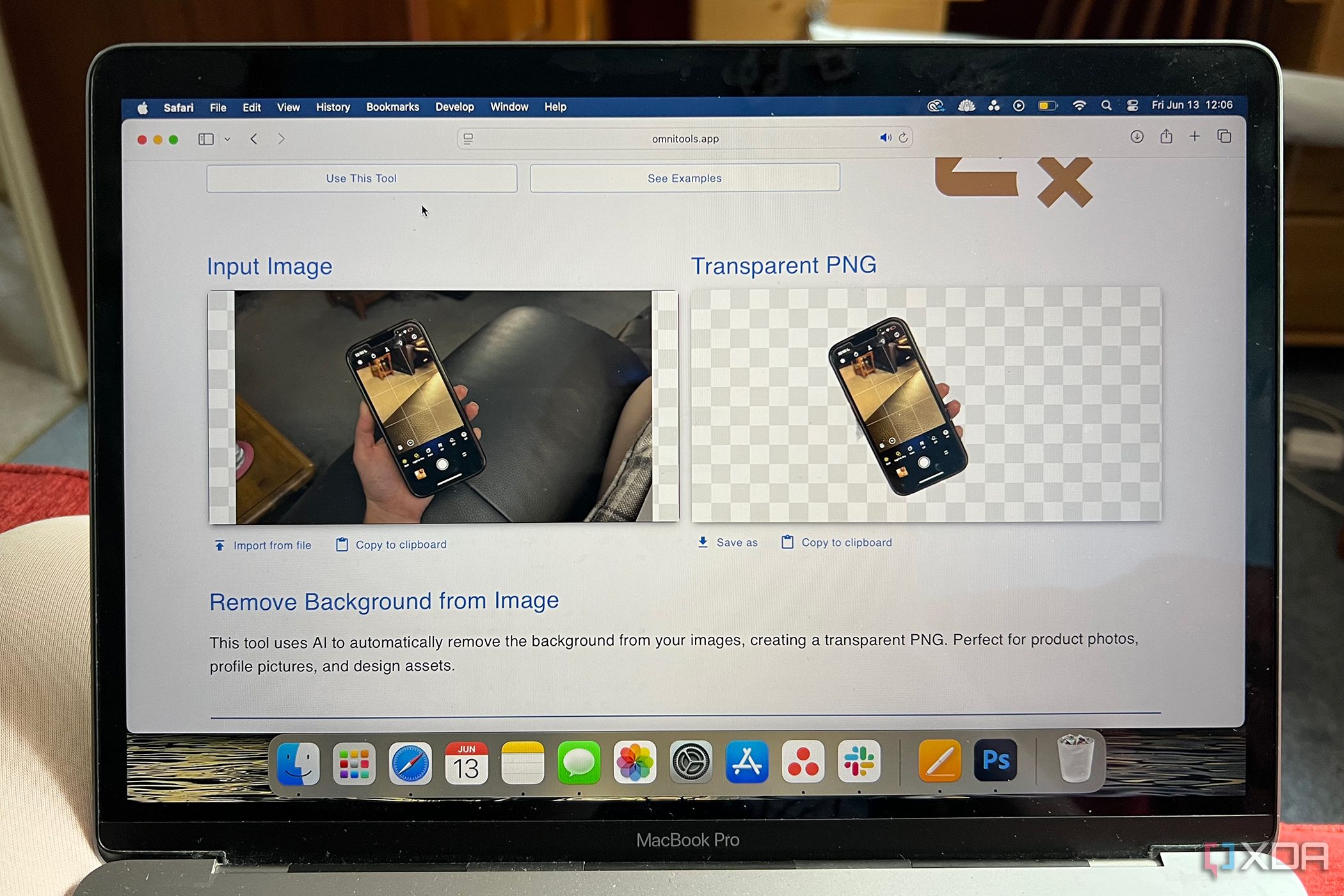Omni Tools background removal tool before and after