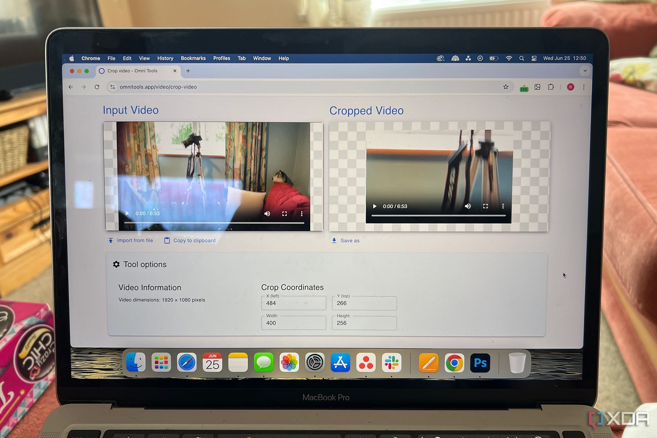 Omni Tools crop video tool
