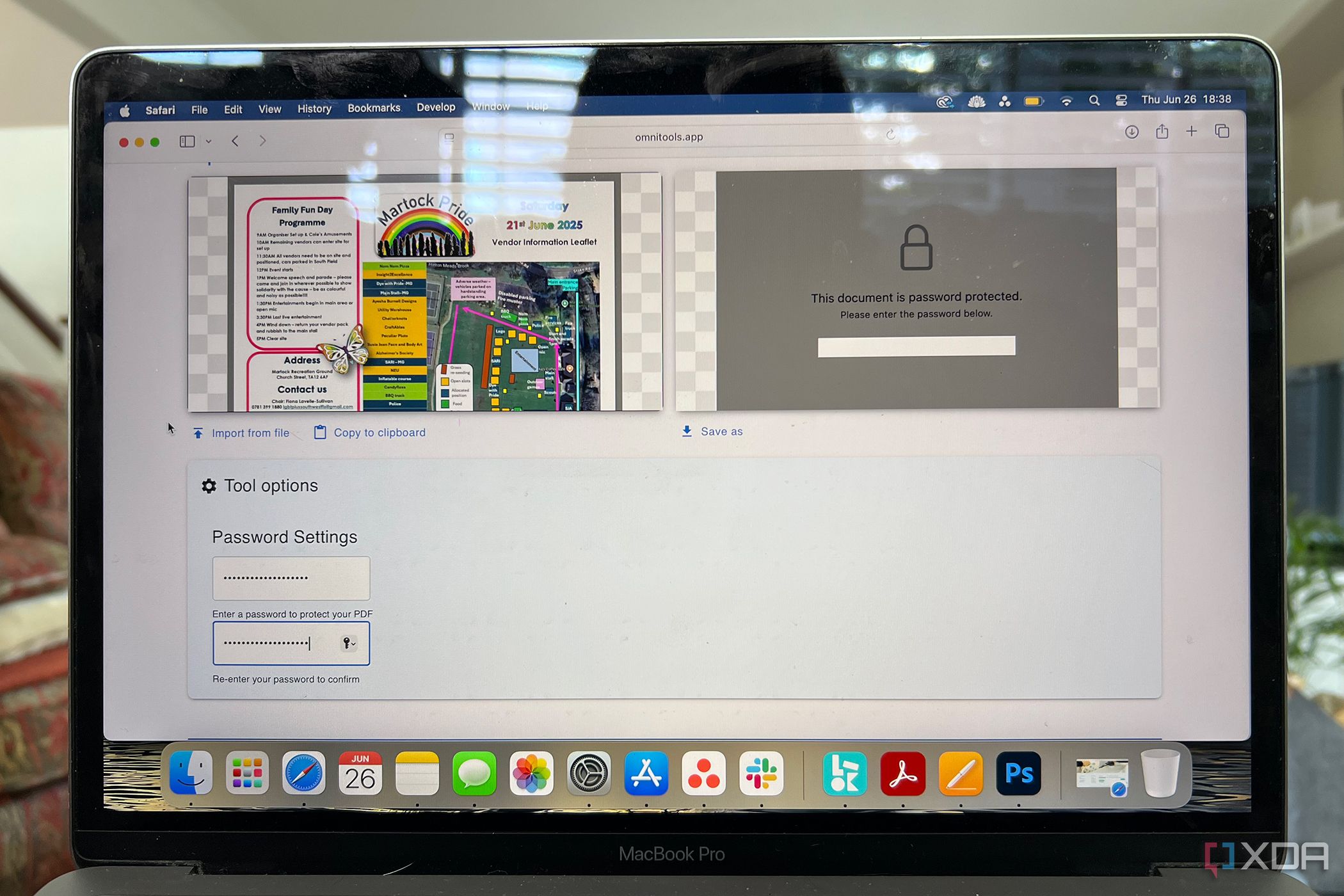 Omni Tools password protect PDF feature