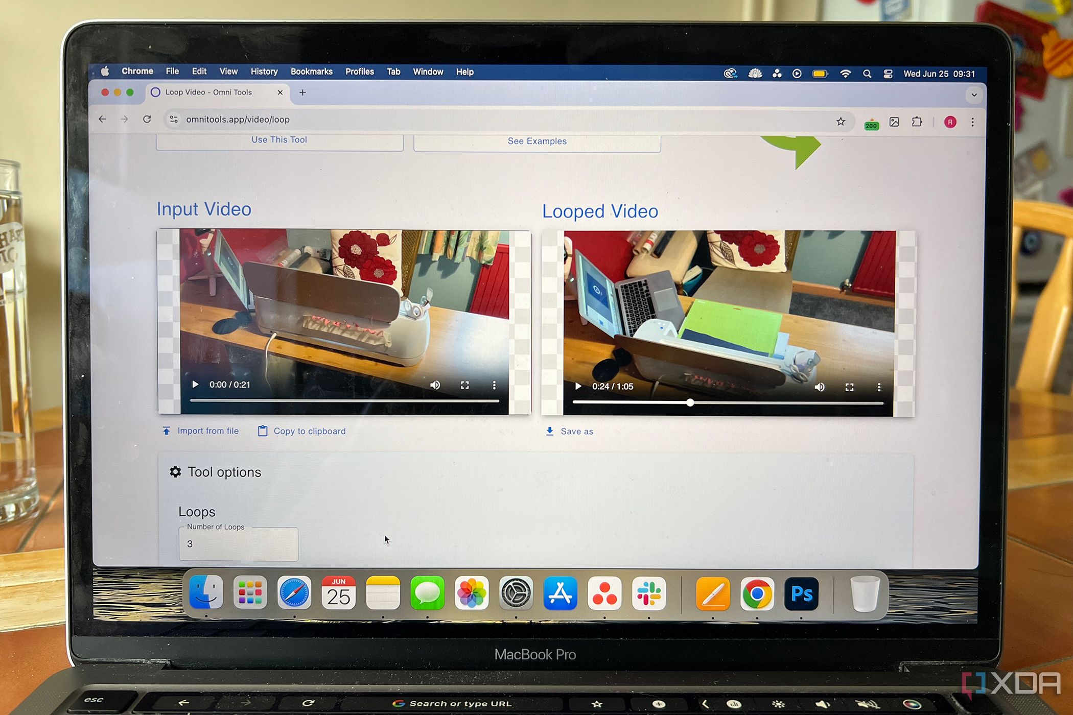Omni Tools video tool with looped video result