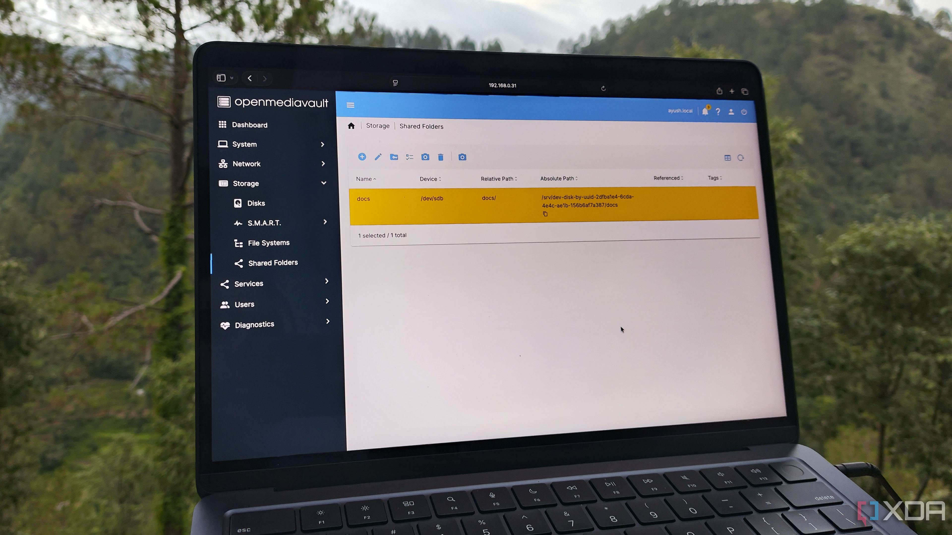 The OpenMediaVault web UI