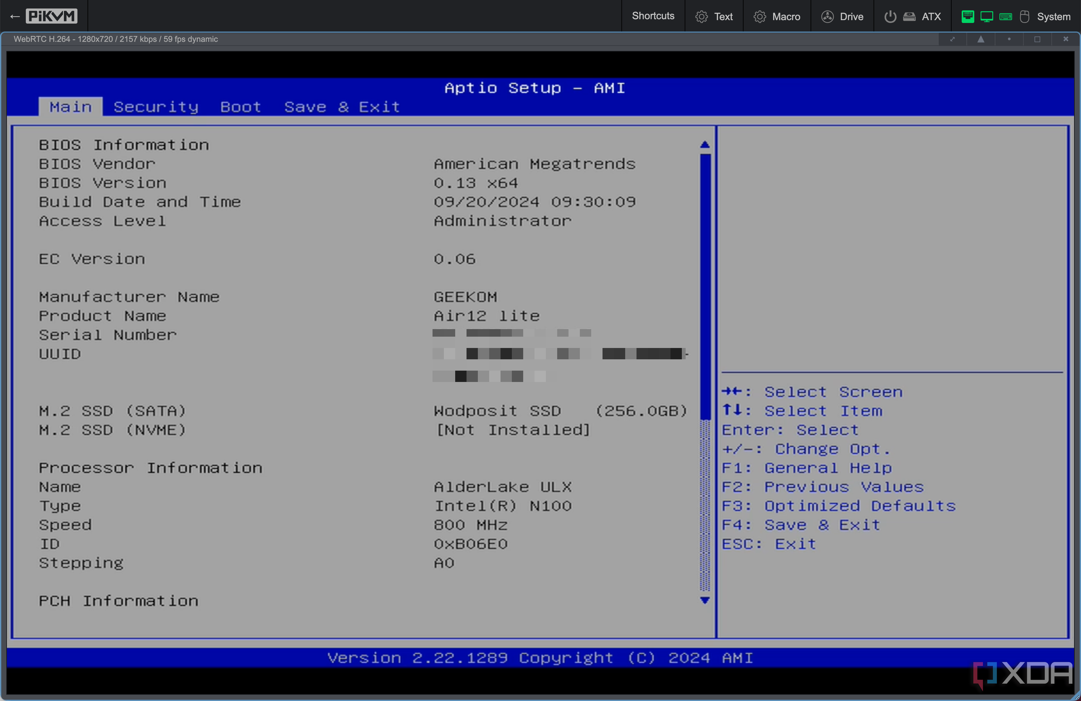 PiKVM BIOS main screen