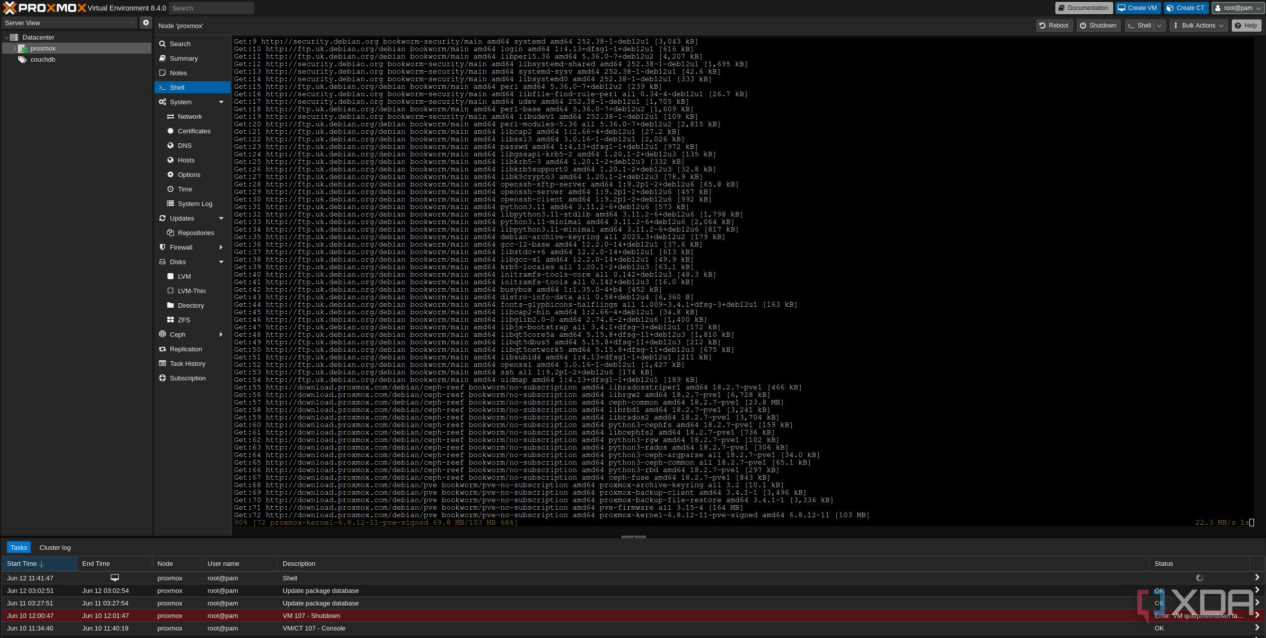 Proxmox Debian update