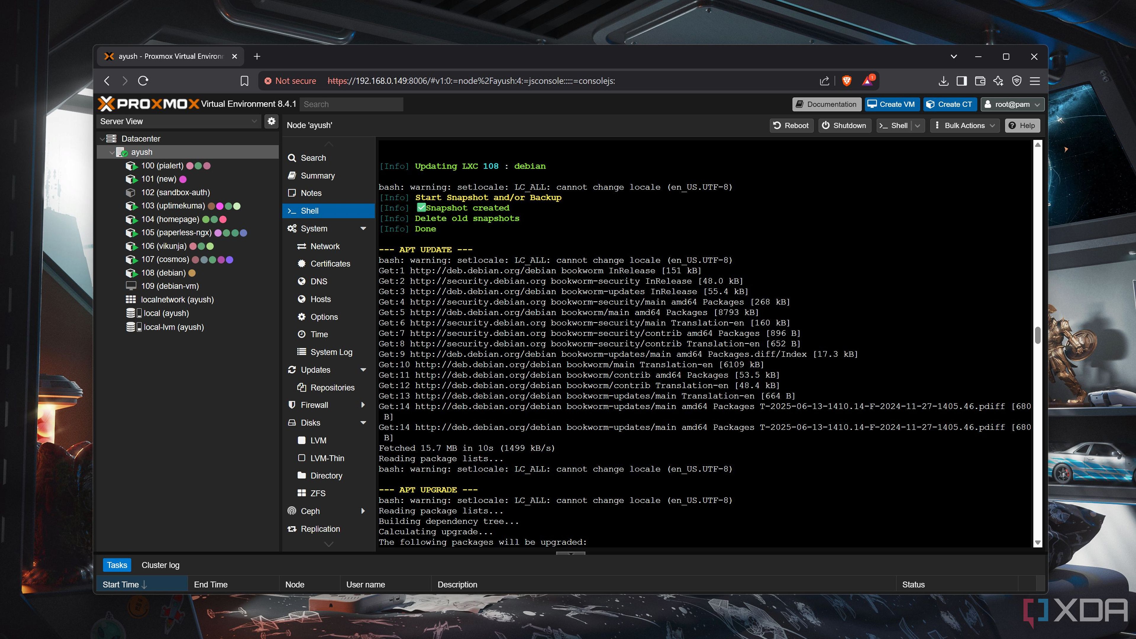 Running the Ultimate Updater script on Proxmox