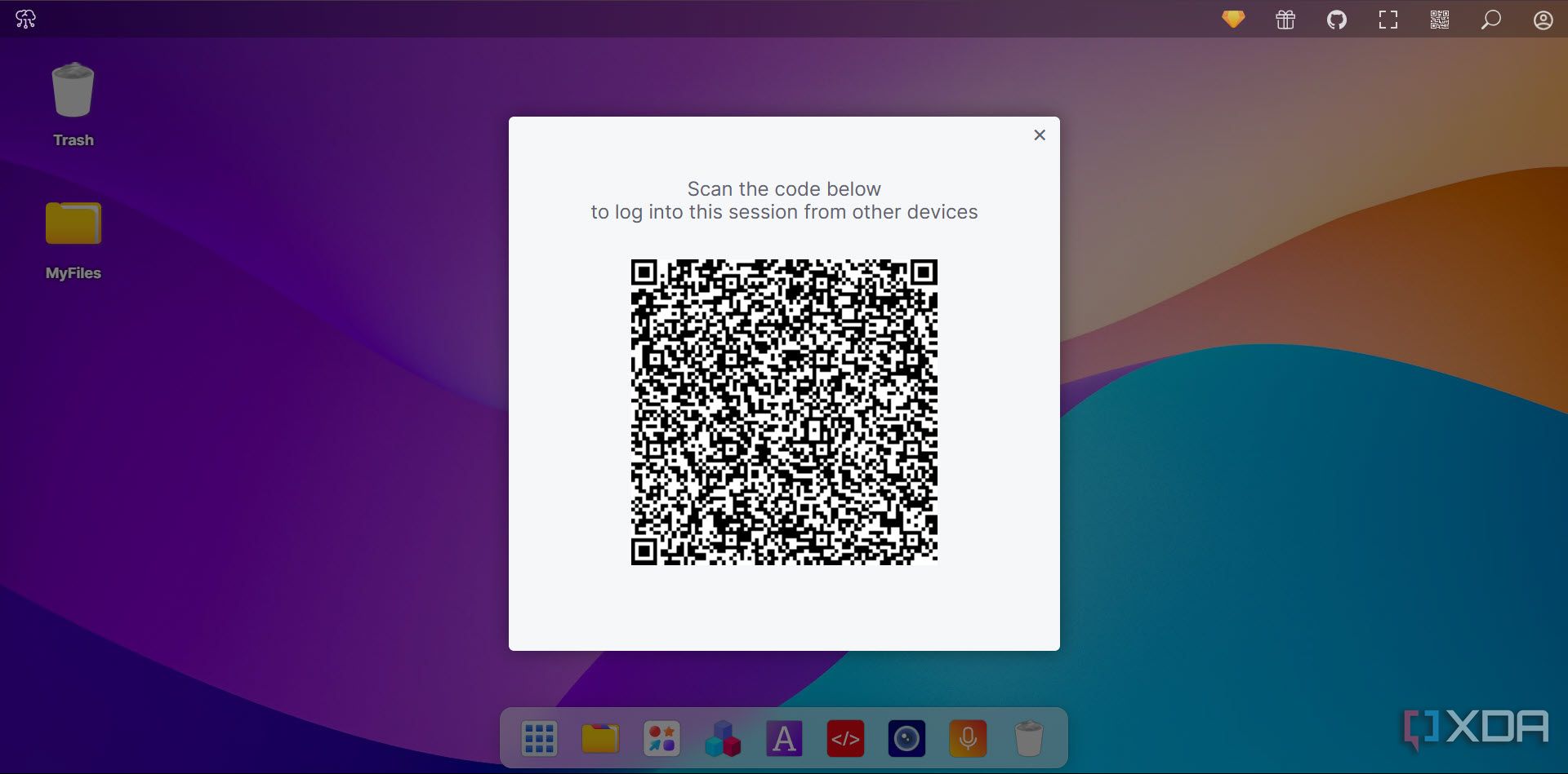 Puter cross device connection QR
