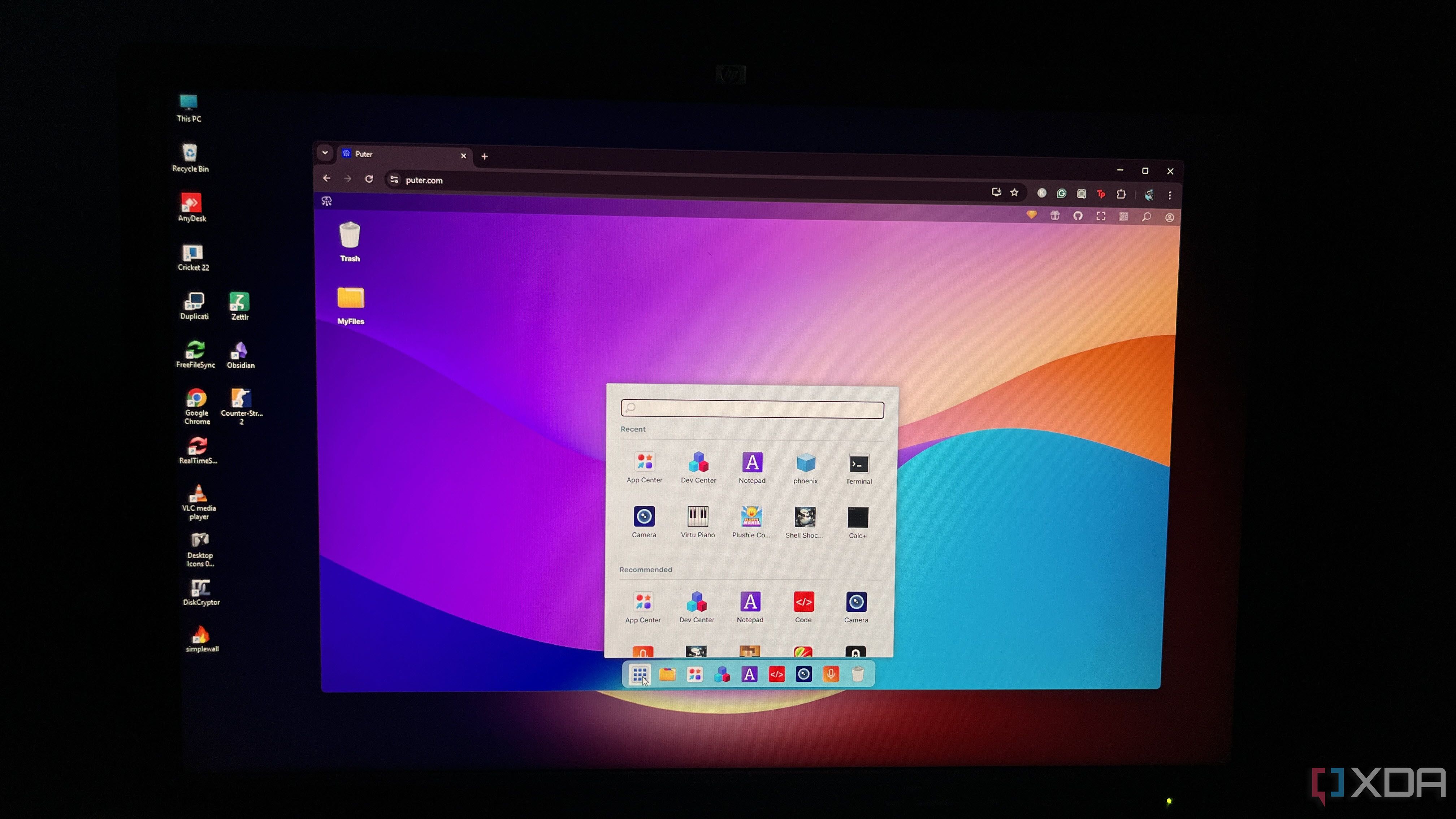 Puter OS opened in a browser on Windows 11 PC