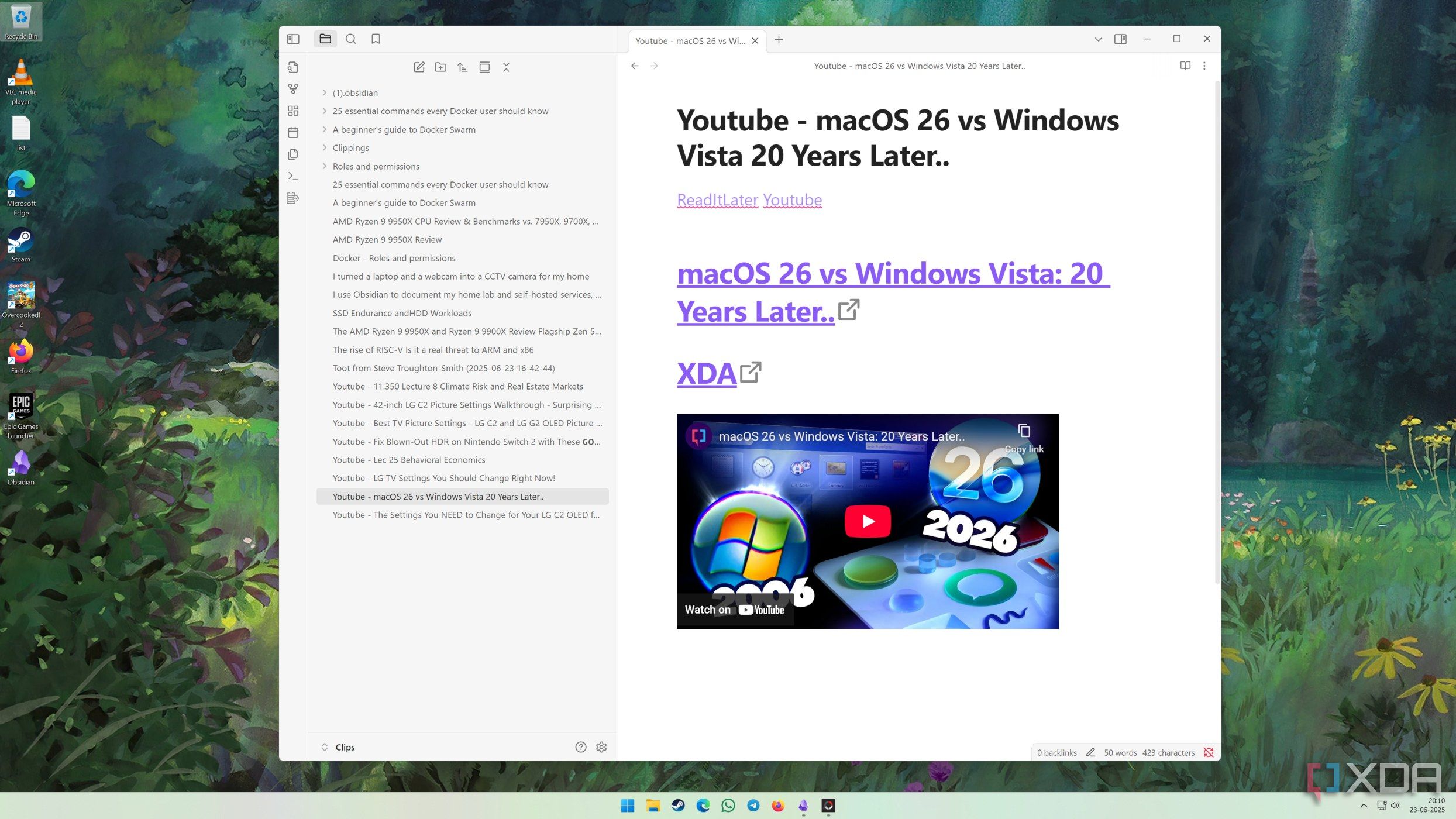 ReadItLater Plugin for Obsidian on Windows computer