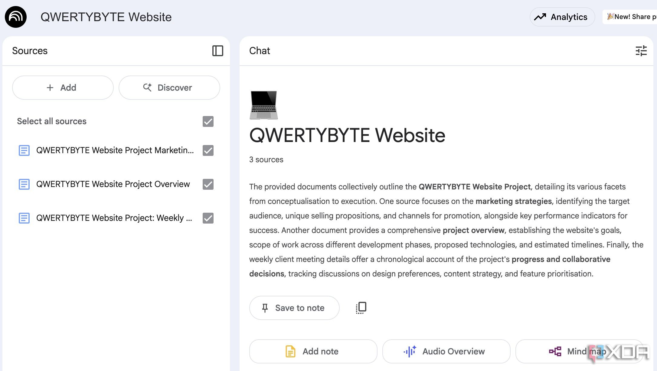 Knowledge hub in NotebookLM