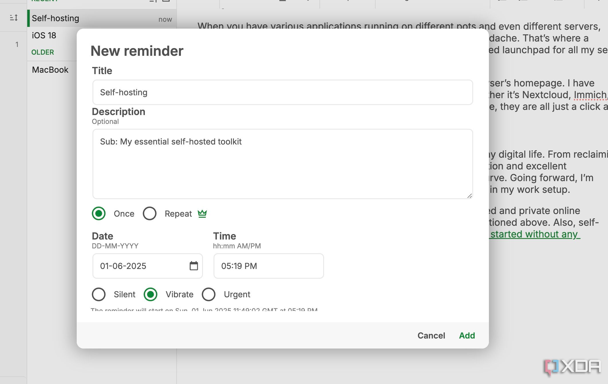 Notesnook reminders