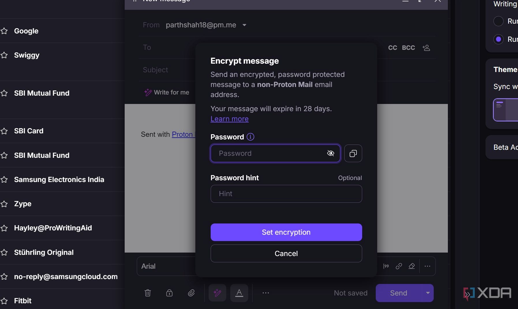 Proton Mail encrypt messages