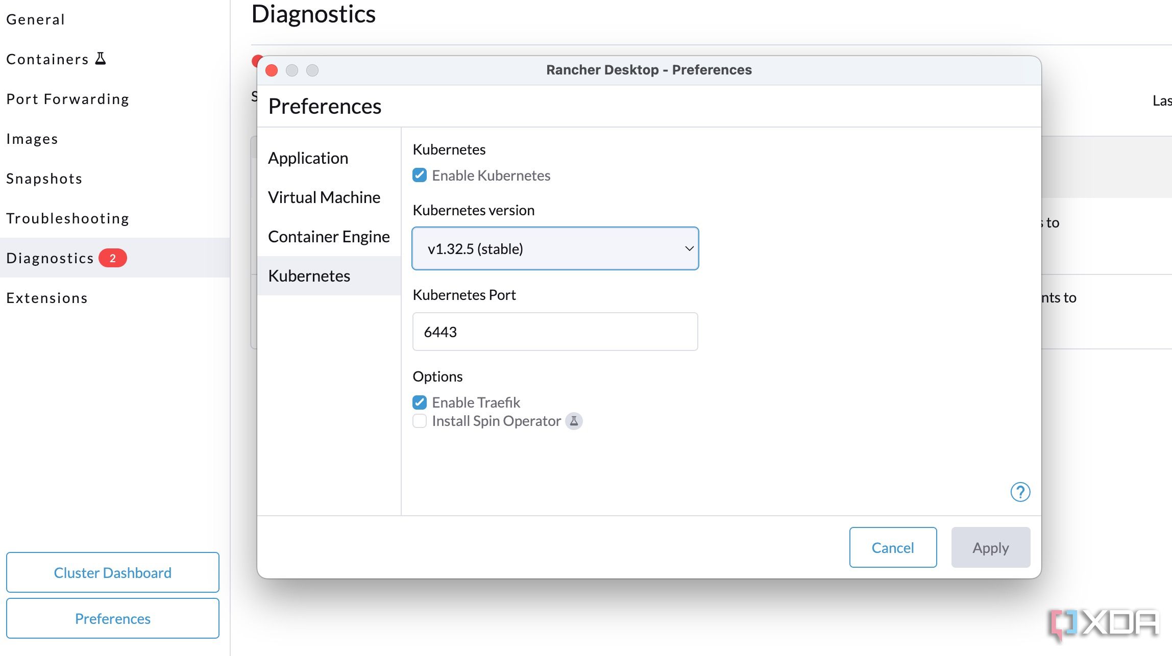 Rancher desktop settings