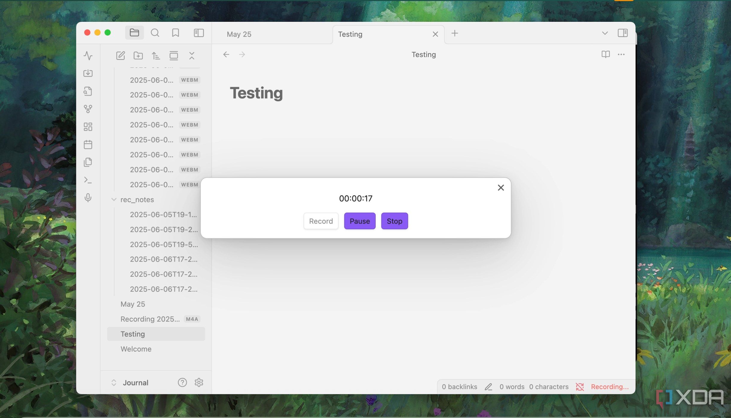 Recording voice notes in Obsidian
