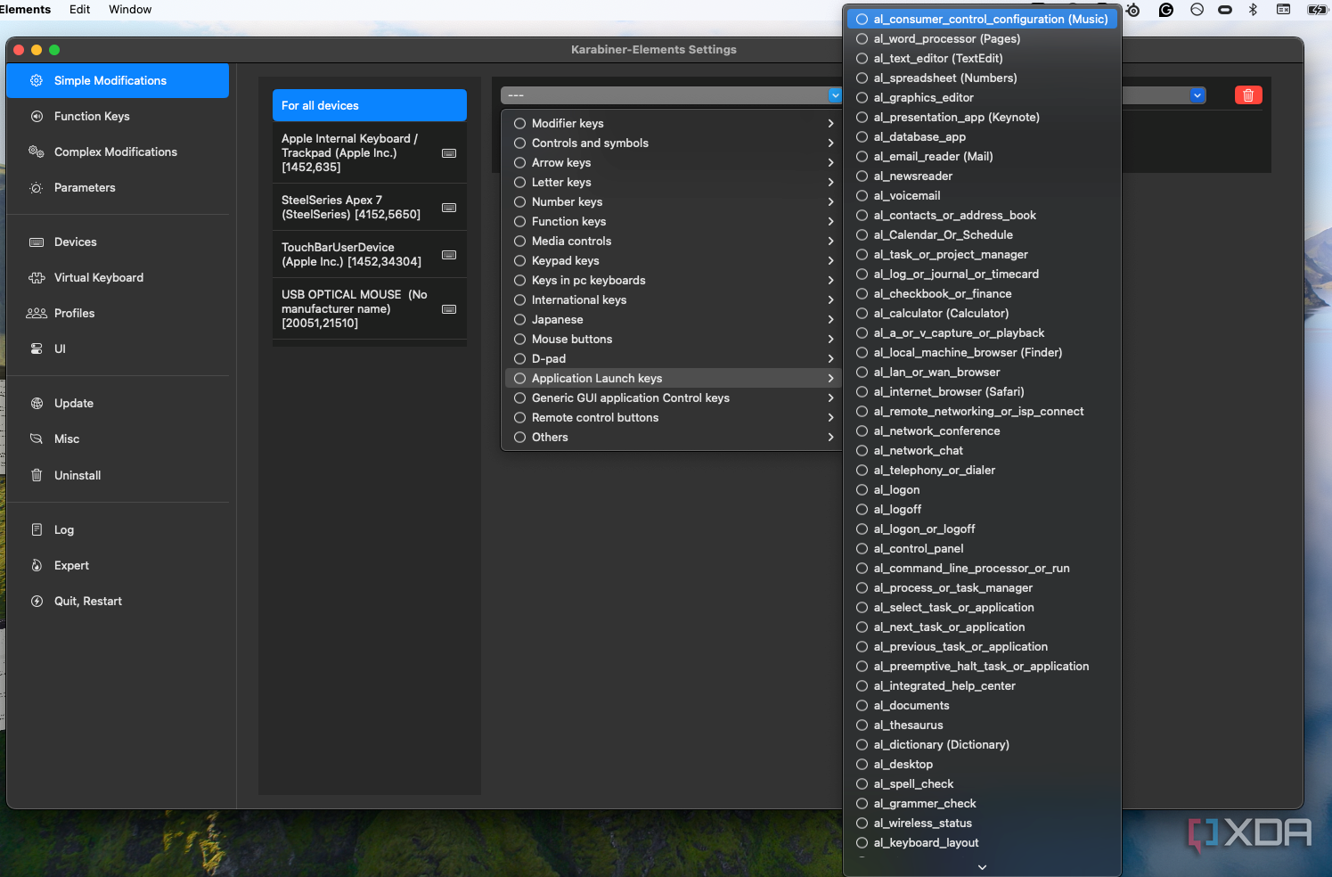 A screenshot of a particuarly-intimidating aspect of Karabiner Elements.