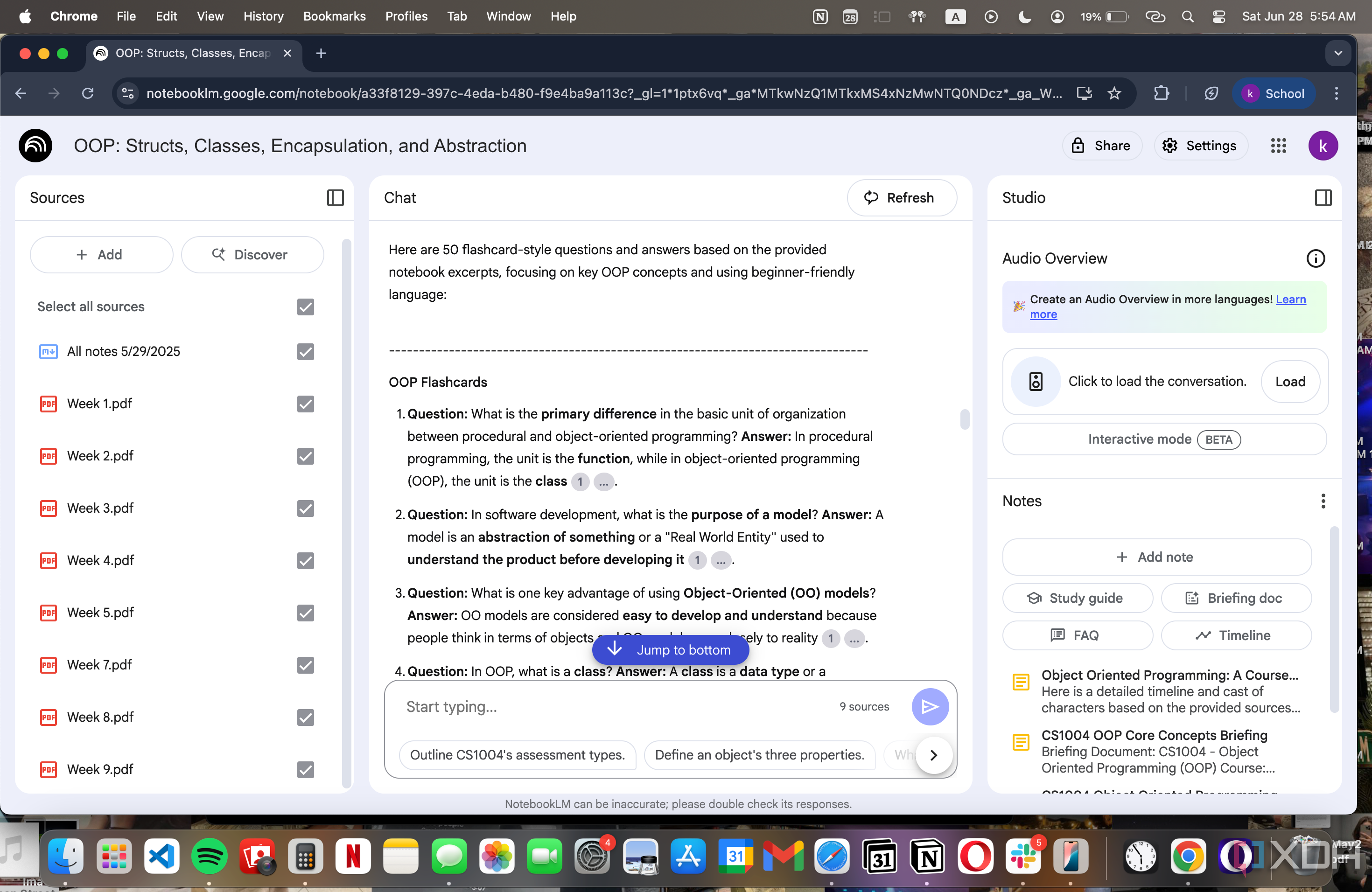 NotebookLM generating flashcards