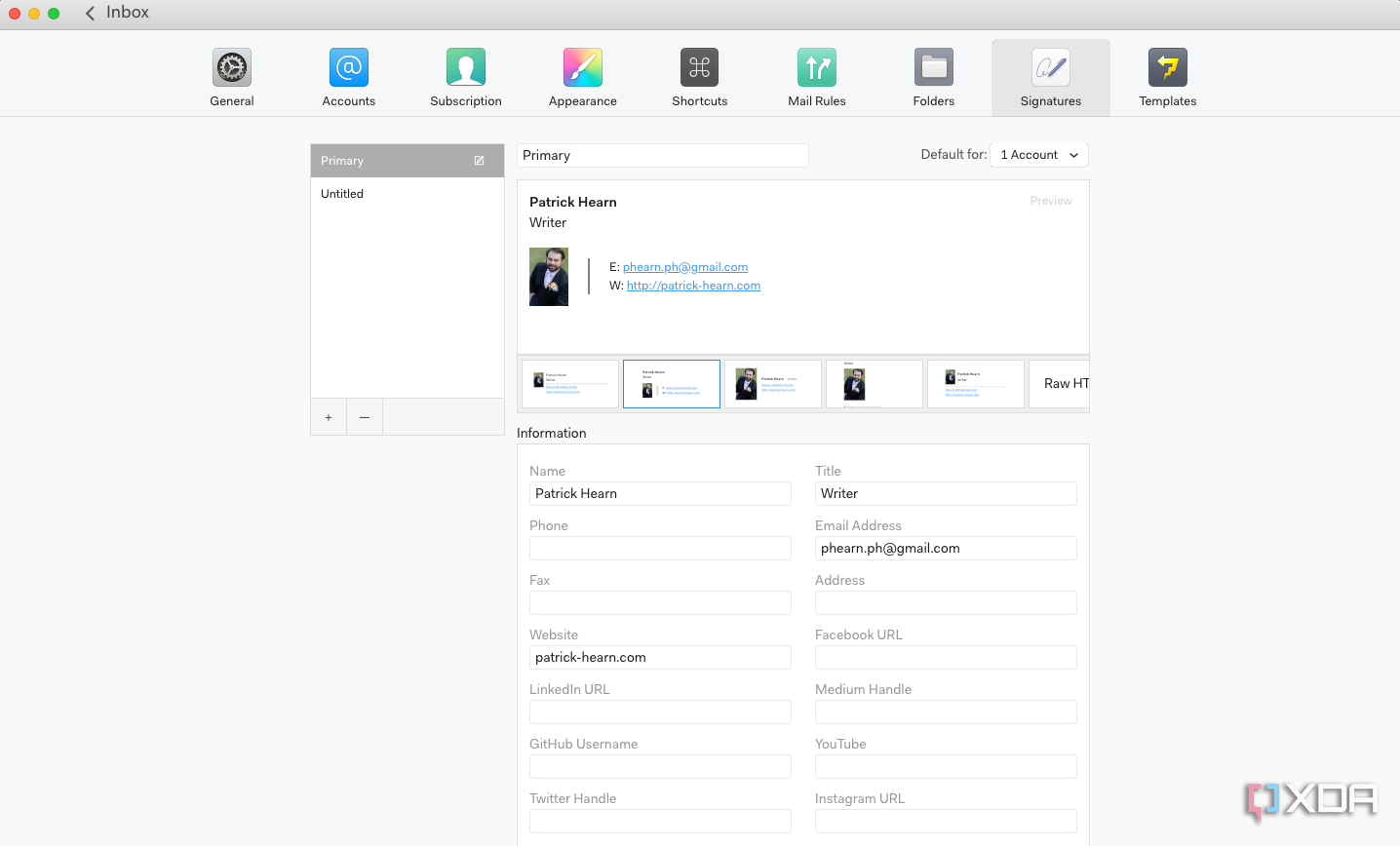 A look at Mailspring's signature creator tool.