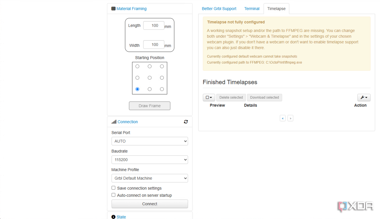 setting up BetterGRBLSupport in OctoPrint