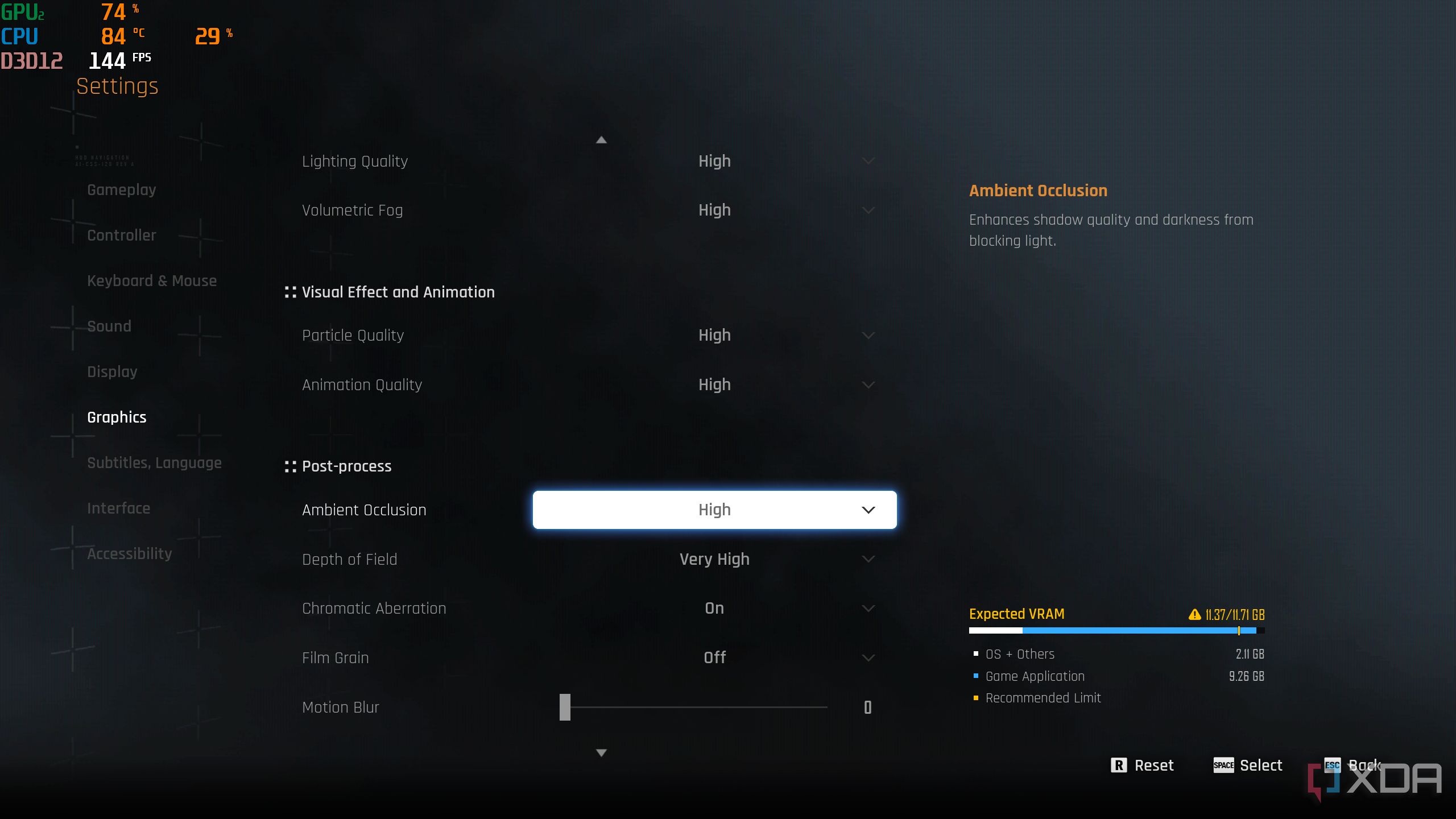 Graphics settings in Stellar Blade.