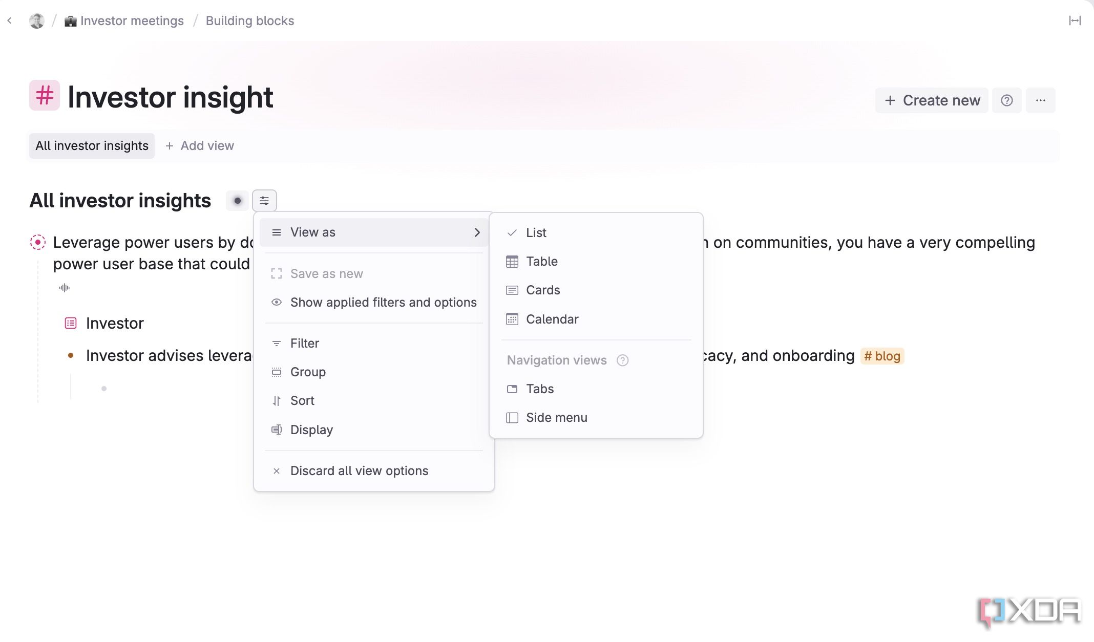 Tana databases views