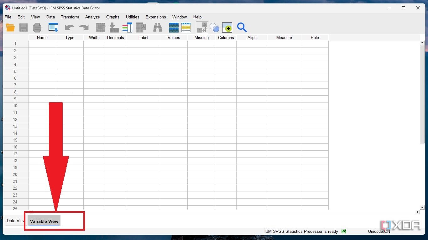 The variable view tab