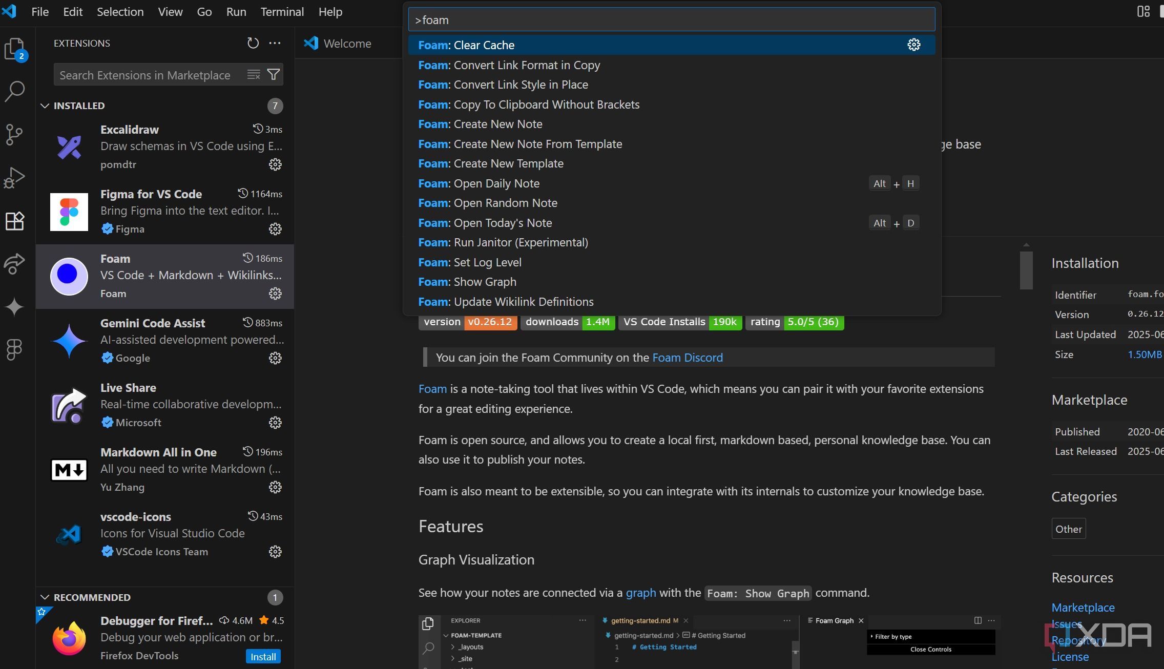 Foam extension for VS Code