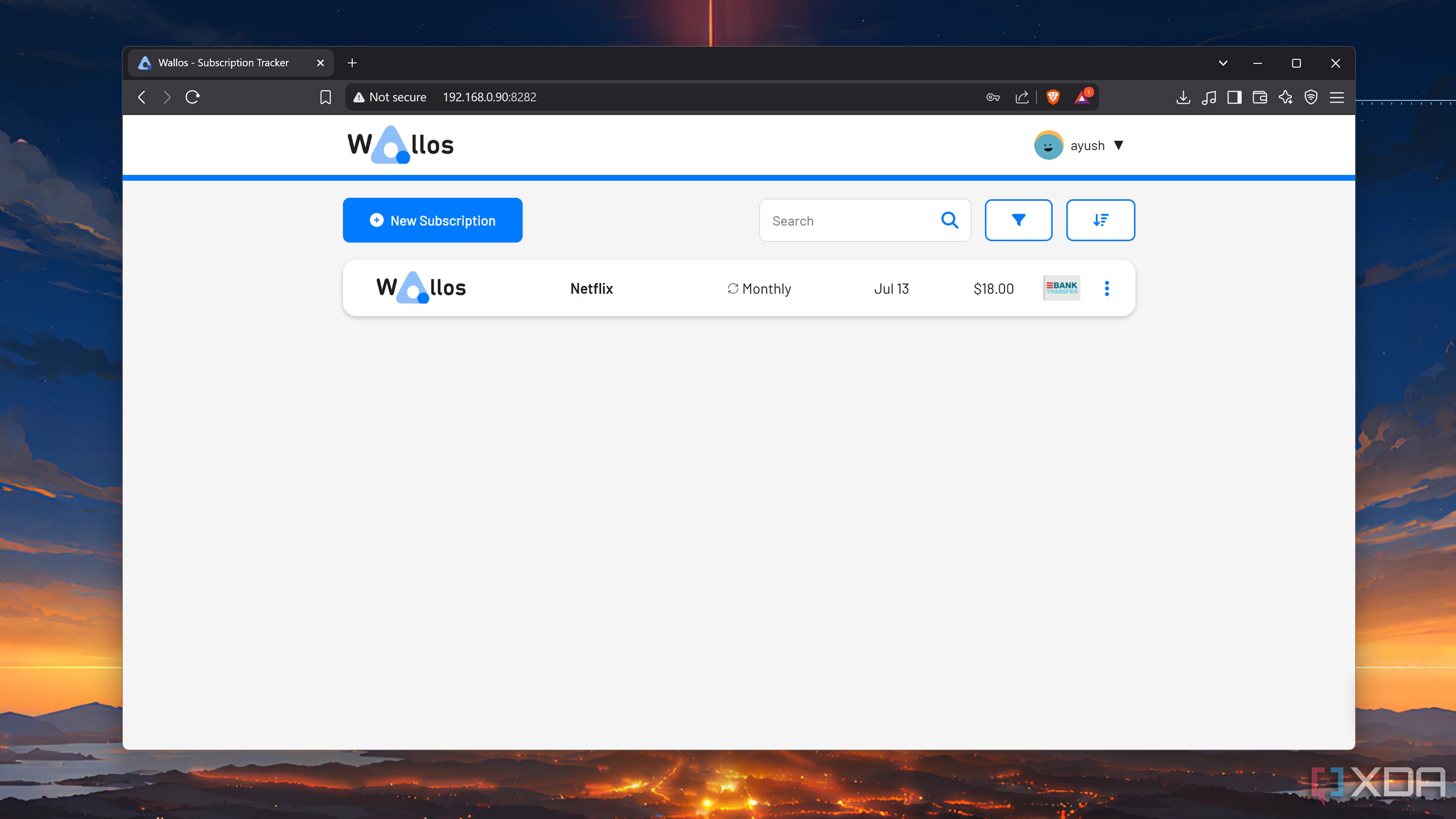Running a self-hosted Wallos instance