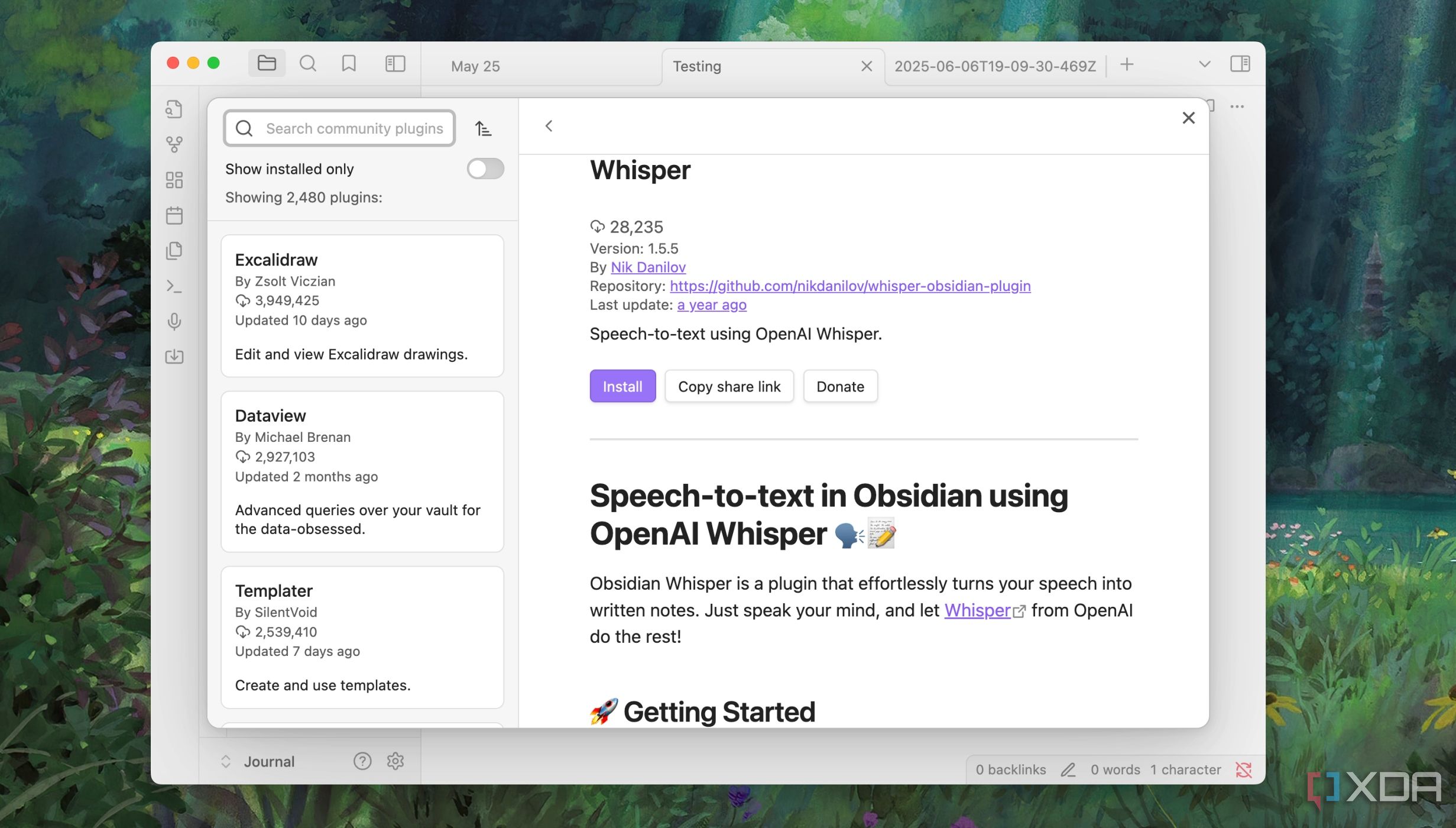 Whisper plugin for Obsidian