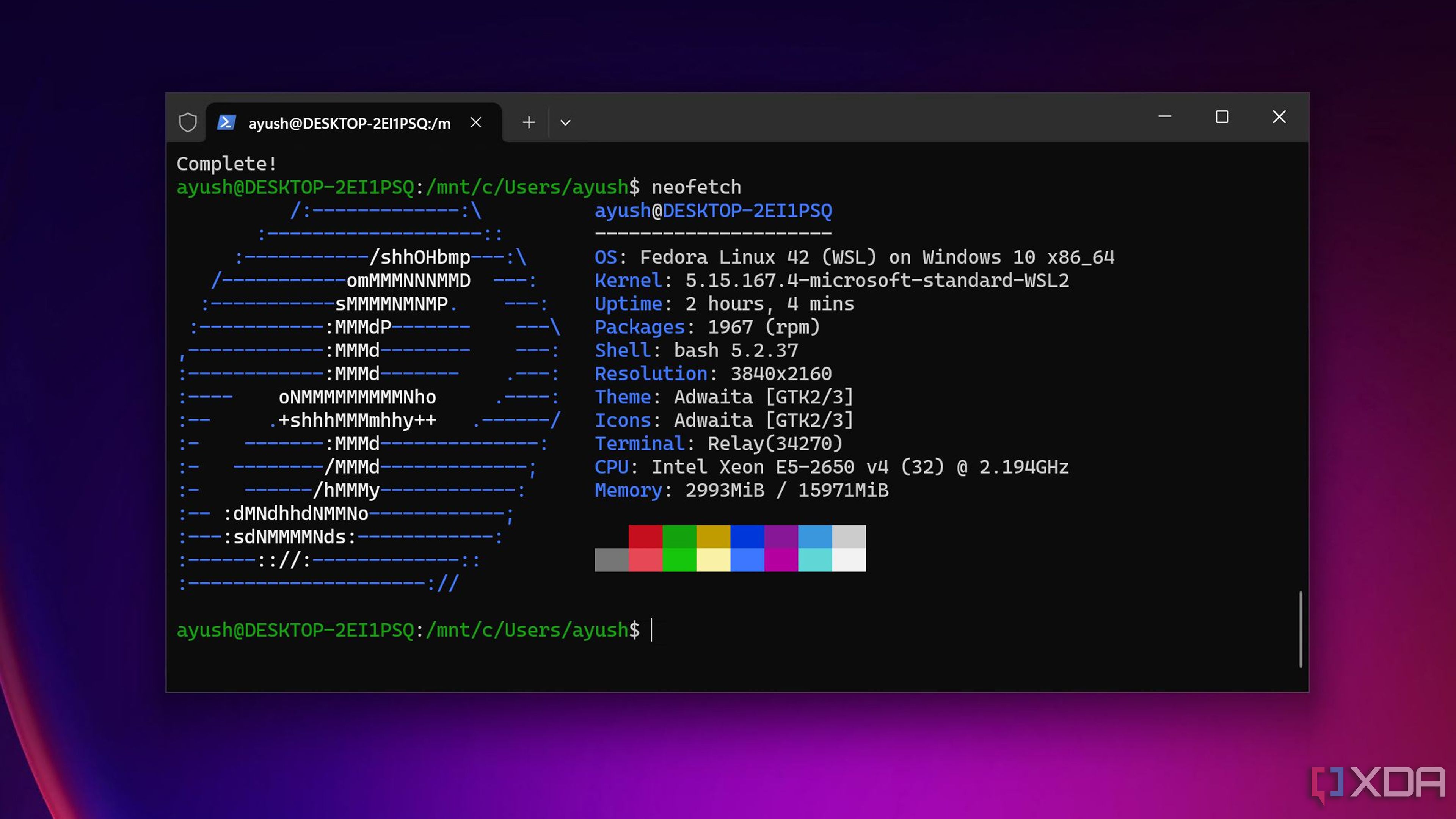 Ejecutando Fedora en WSL