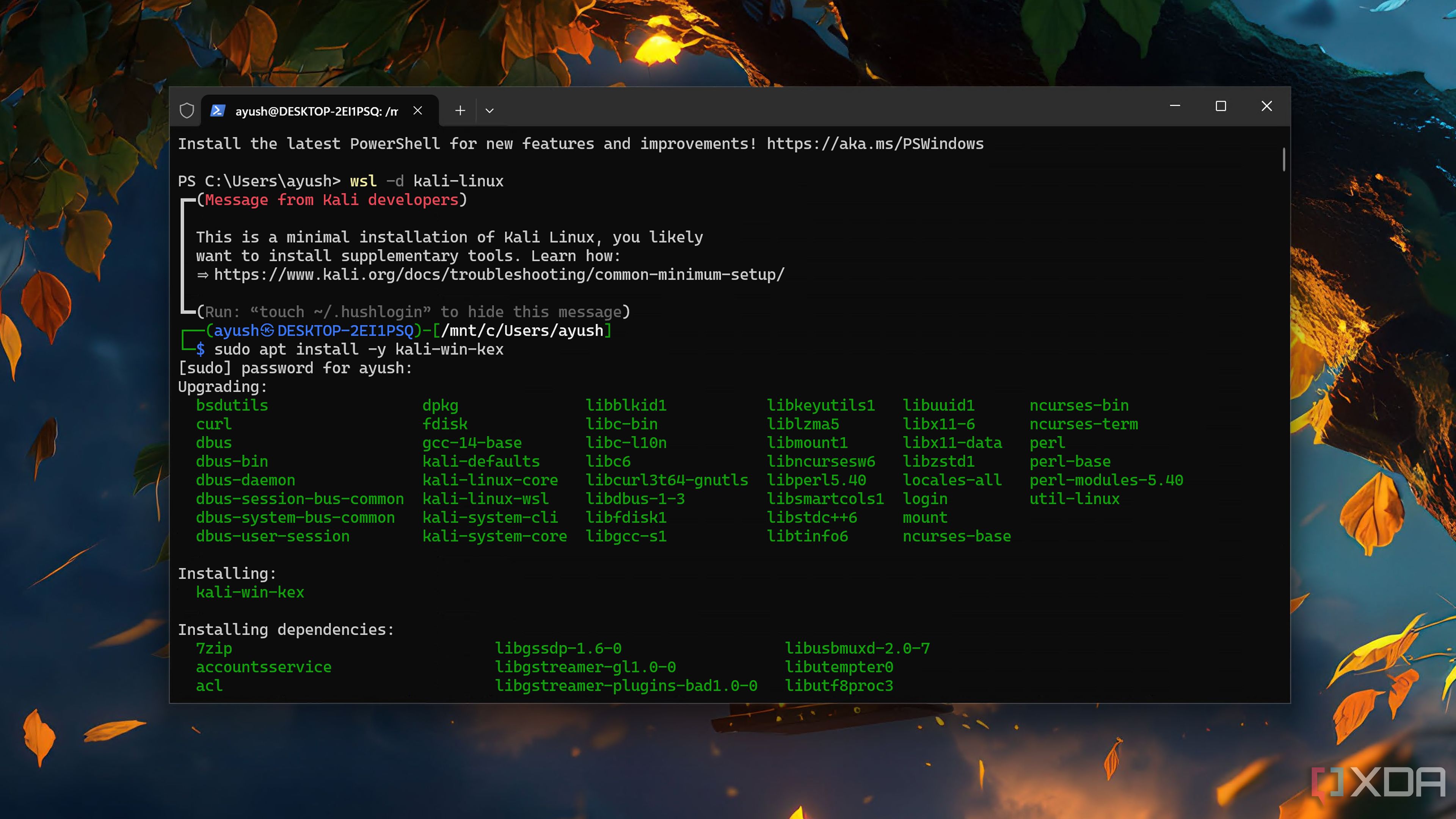Ejecutando Kali Linux en WSL
