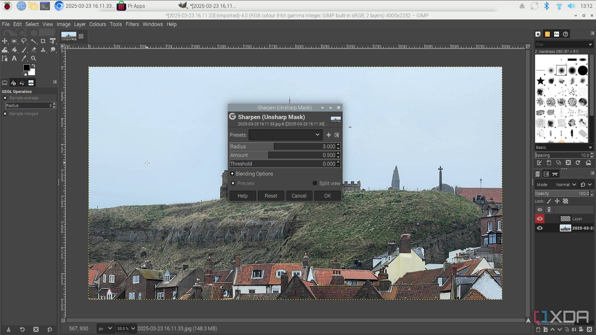 Photo of Whitby running in GIMP on Raspberry Pi 5