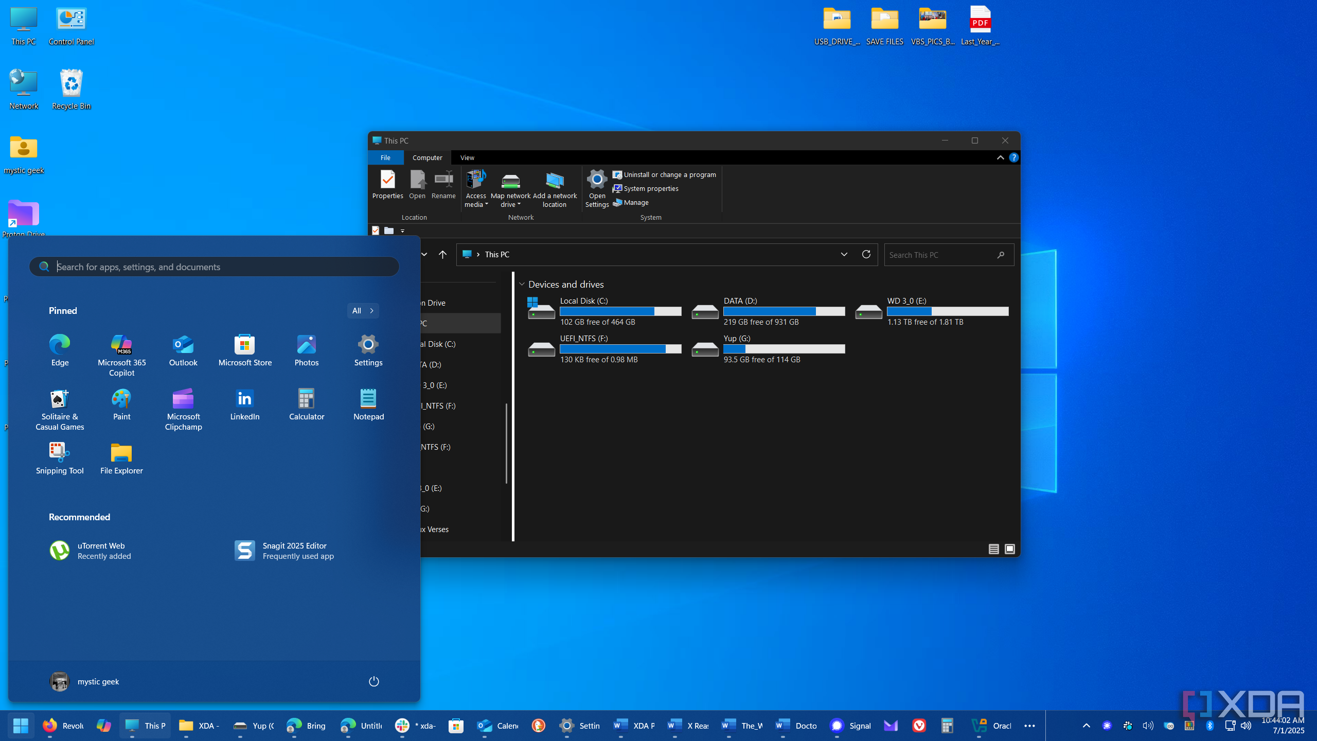 shows example of making windows 11 look like 10 without tools