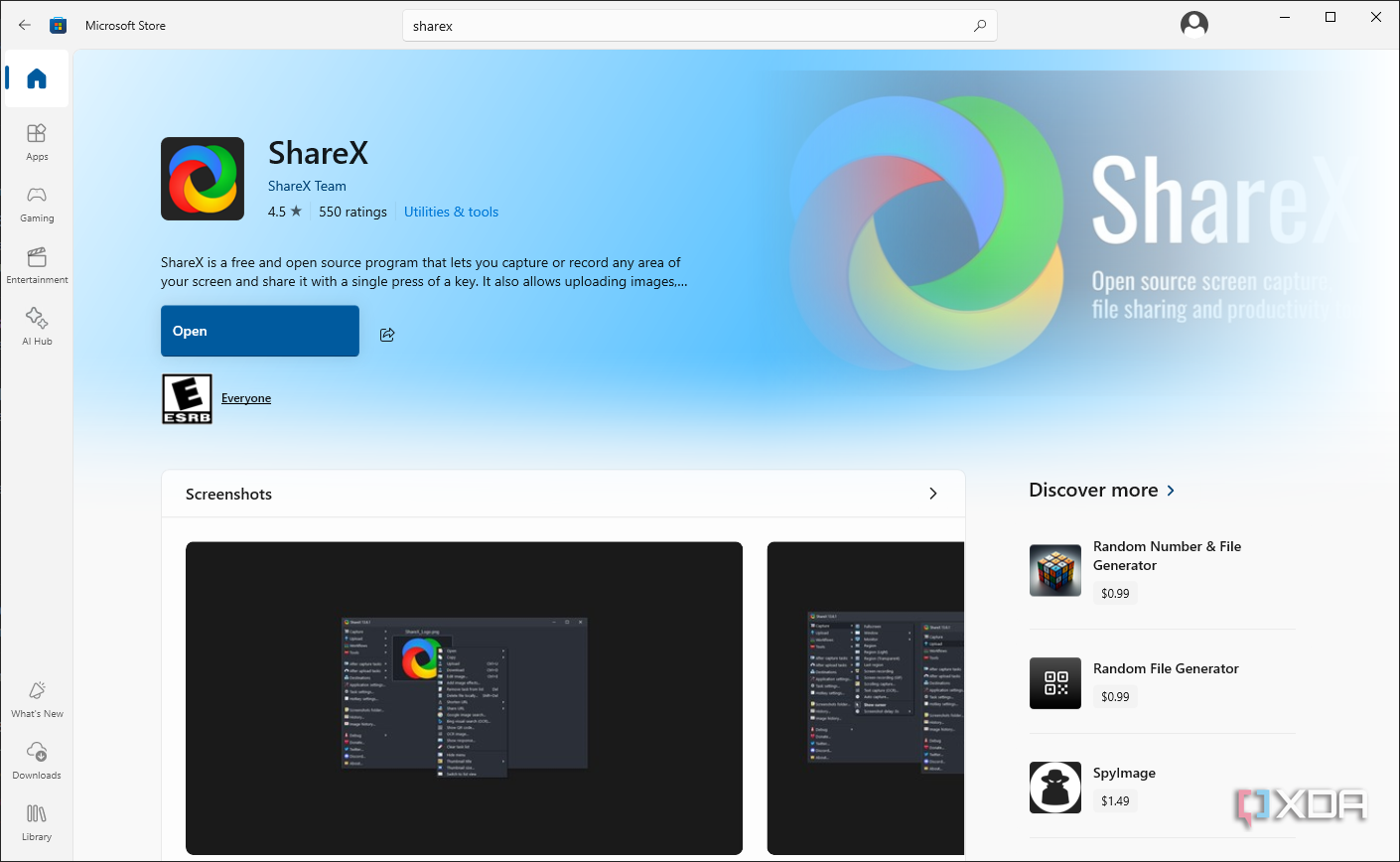 ShareX solo está disponible para usuarios de Windows. 