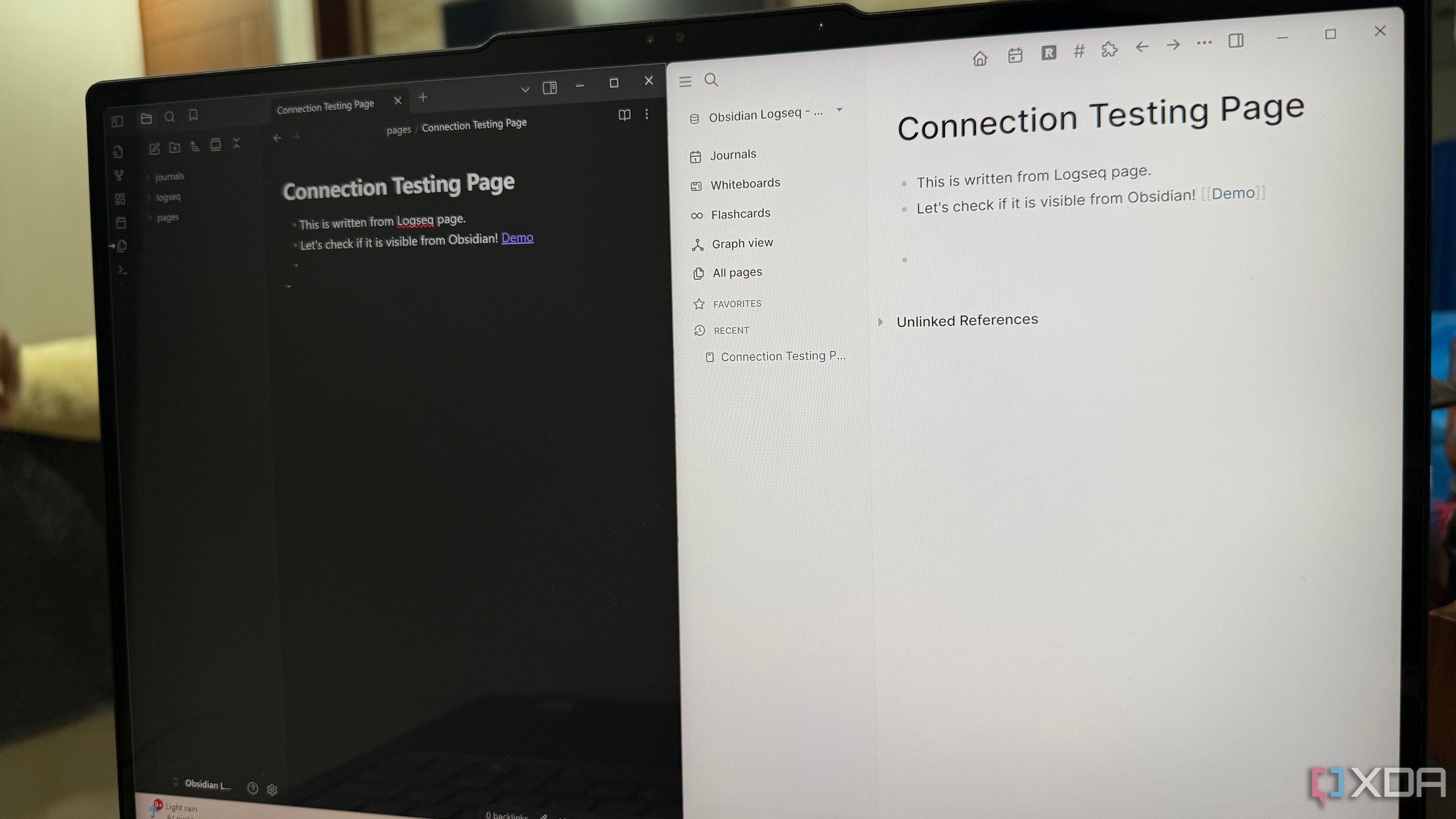 Logseq and Obsidian on the screen